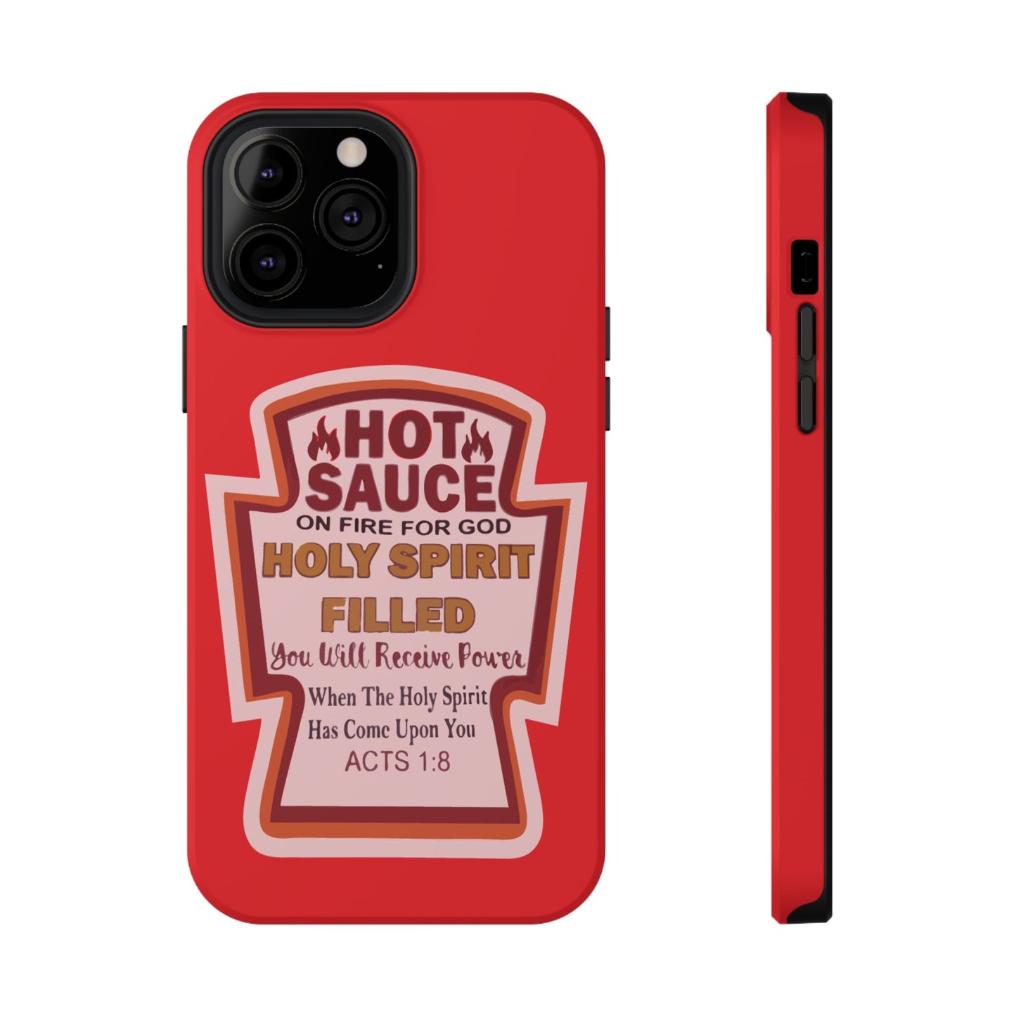 Holy Spirit Hot Sauce Phone Cases - Impact-Resistant, Christian Gift, Spiritual Reminder, Unique Design, Faith-Based Accessory