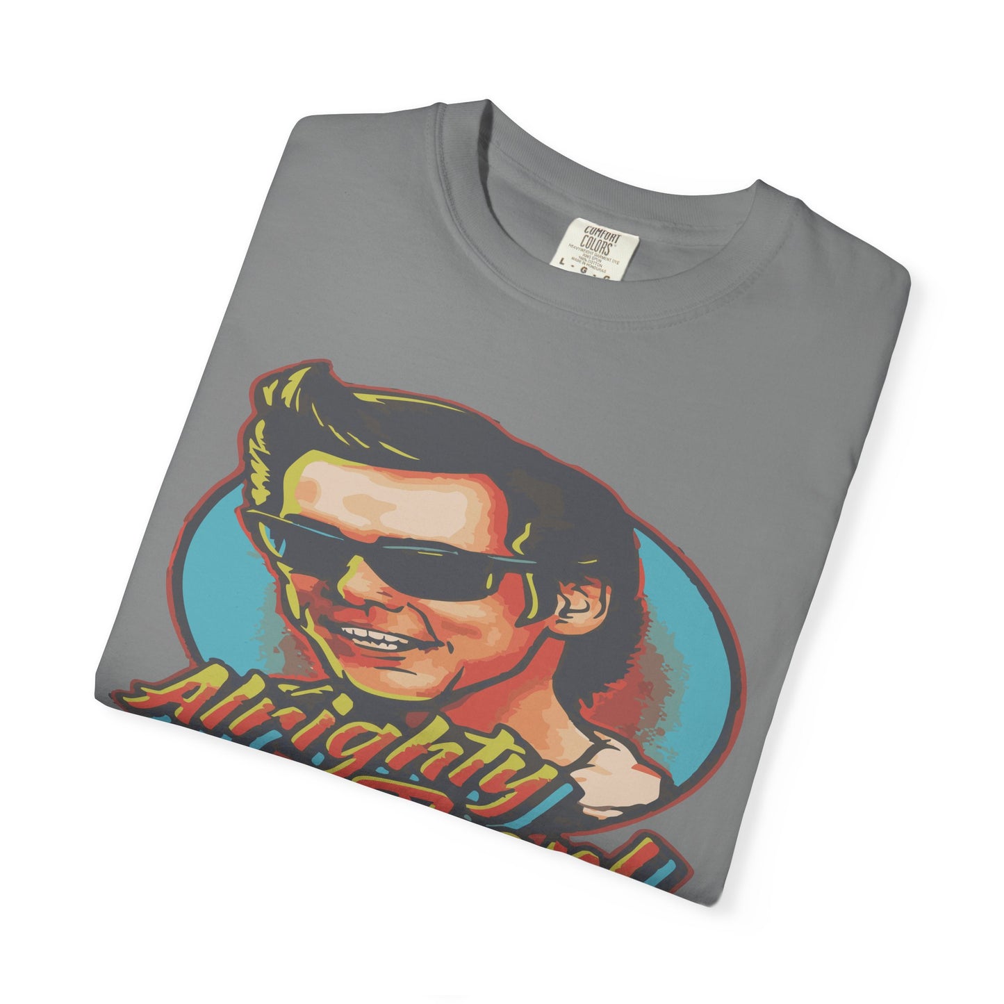 Retro Graphic T-Shirt, Unisex Garment-Dyed Tee, Vintage Style Shirt, Alright Men! Humor Top, Casual Apparel for All Occasions