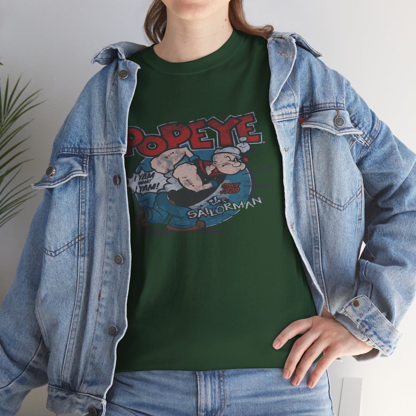 Popeye Illustration Unisex Heavy Cotton Tee, Cartoon T-Shirt, Gift for Fans, Casual Wear, Retro Design, Comfortable Top
