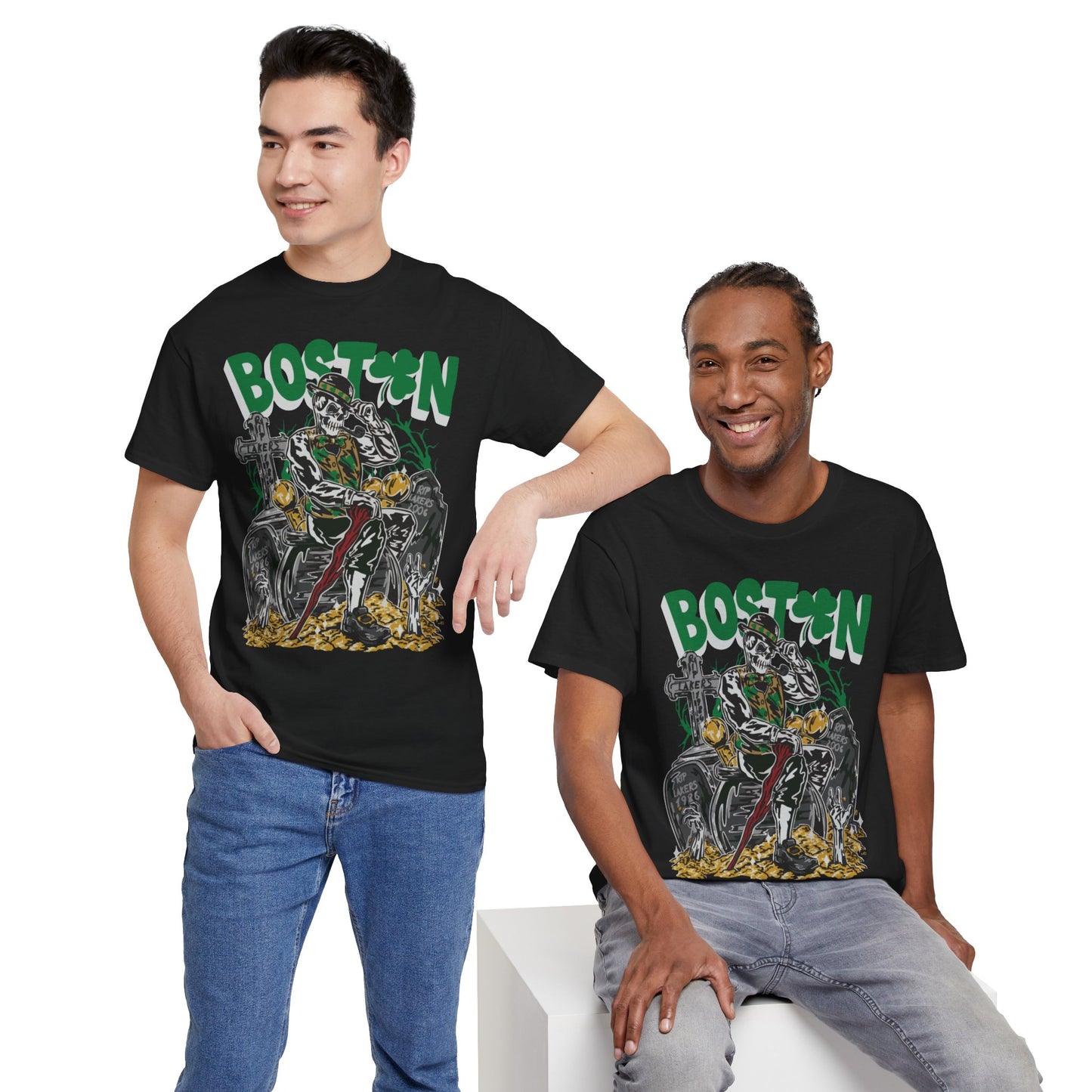 Boston Graphic Tee, Unisex Heavy Cotton T-Shirt, Vintage Boston Shirt, Irish Pride Apparel, St. Patrick's Day Gift, Casual Wear