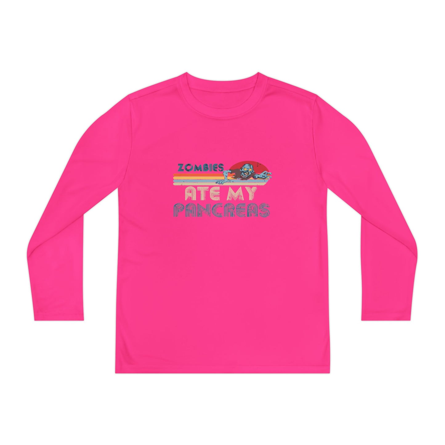 Youth Long Sleeve Funny Tee - Zombies Eat My Pancreas, Gift for Kids, Birthday Shirt, Humor Apparel, Summer Fashion