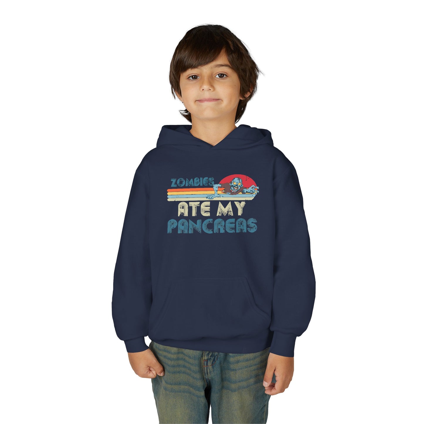 Youth Zombies Ate My Pancreas Hooded Sweatshirt, Funny Youth Hoodie, Gift for Teens, Halloween Apparel, Casual Wear, Nerd Culture Clothing