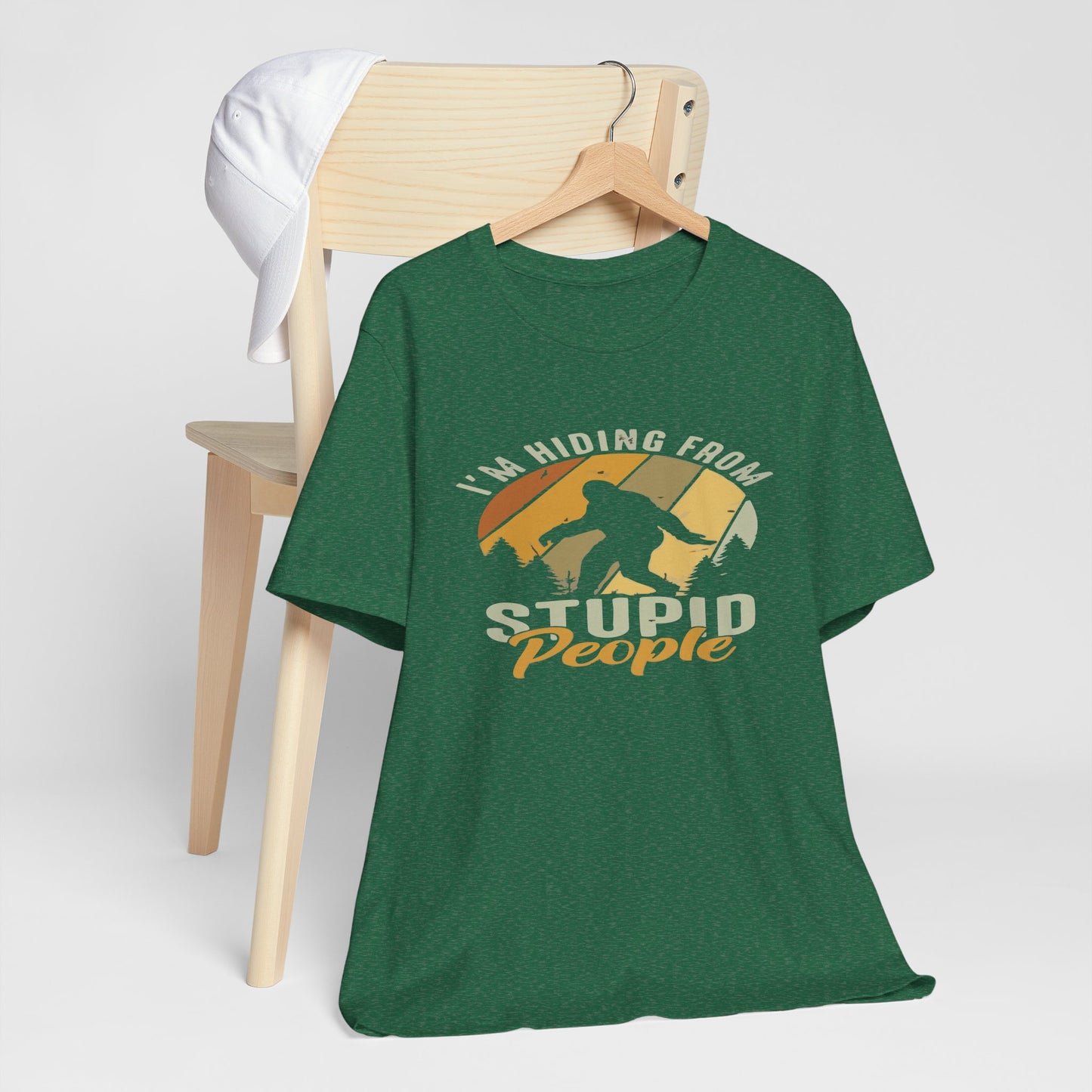 Humorous Unisex Jersey Tee - I’m Hiding From Stupid People, Funny T-Shirt, Casual Wear, Gift for Friends, Summer Outfit, Quirky Humor
