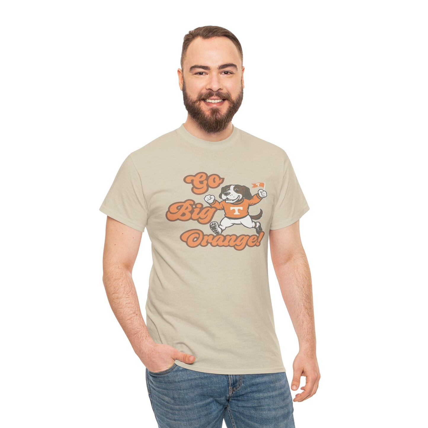 Go Big Orange Unisex Heavy Cotton Tee, Sports Fan Shirt, Casual Wear, College Game Day Top, Gift for Sports Enthusiasts