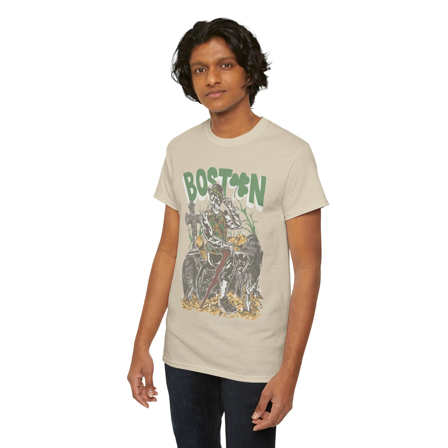 Boston Graphic Tee, Unisex Heavy Cotton T-Shirt, Vintage Boston Shirt, Irish Pride Apparel, St. Patrick's Day Gift, Casual Wear