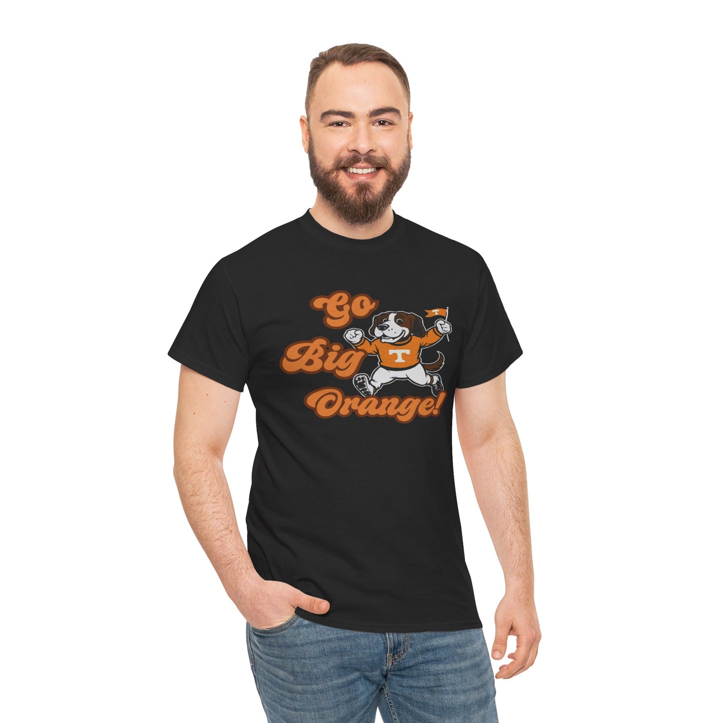 Go Big Orange Unisex Heavy Cotton Tee, Sports Fan Shirt, Casual Wear, College Game Day Top, Gift for Sports Enthusiasts