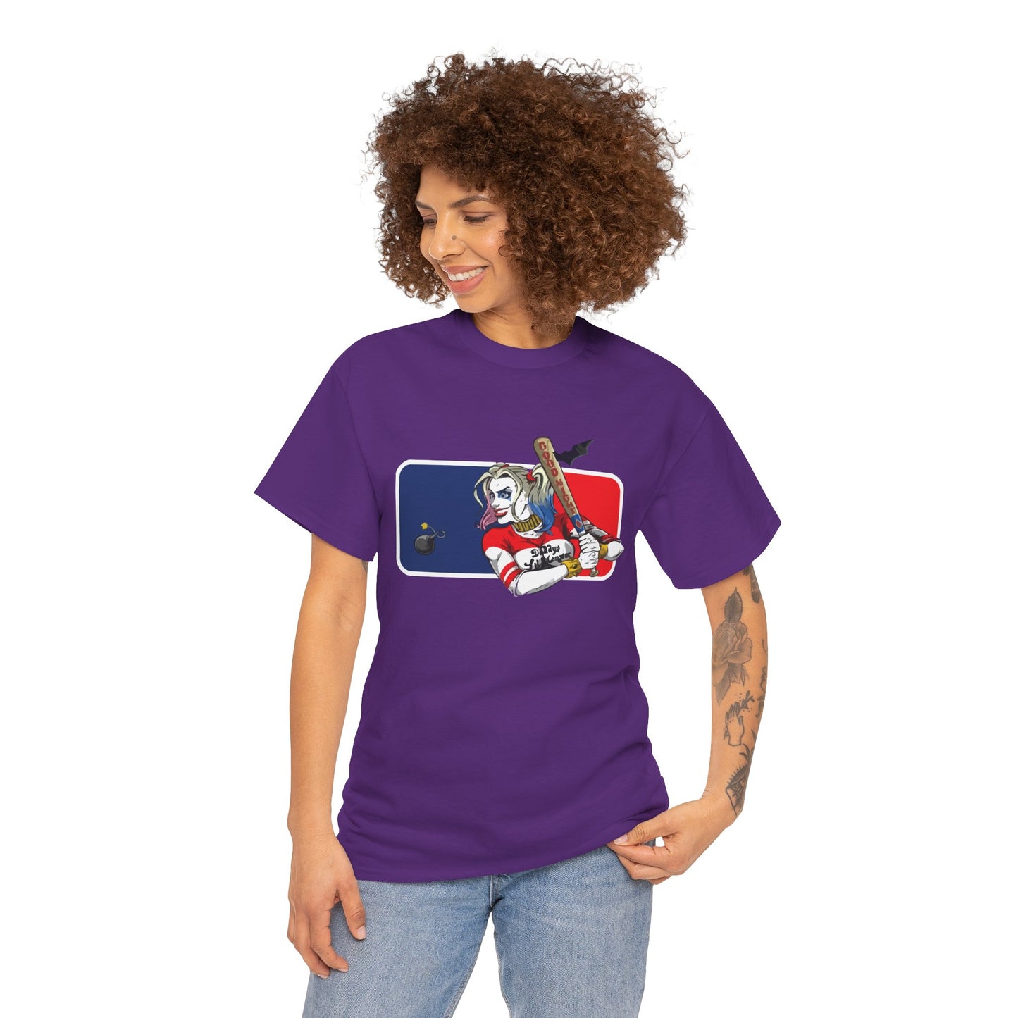 Unisex Baseball Graphic Tee - Harley Quinn DC Casual Wear for Sports Lovers