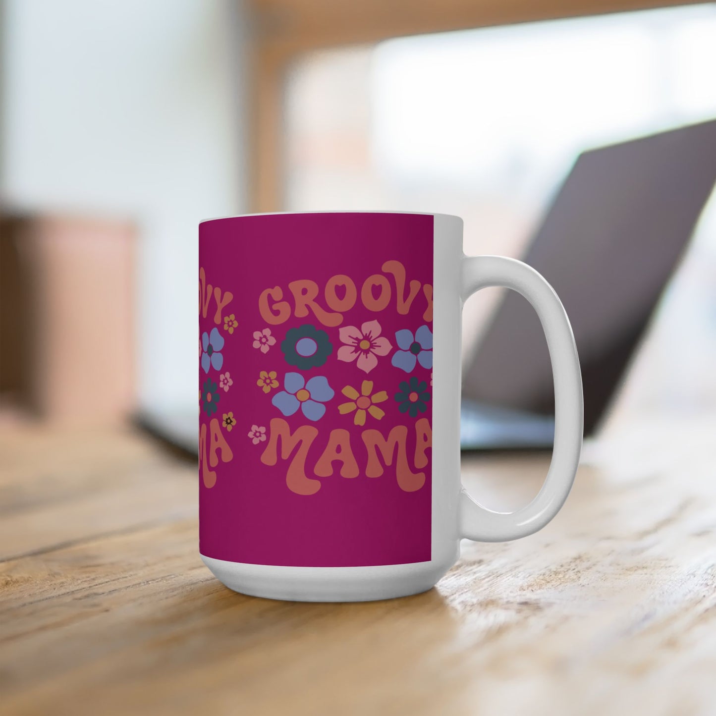 Groovy Mama Ceramic Mug - Colorful Floral Design, Perfect for Mother’s Day or Everyday Use