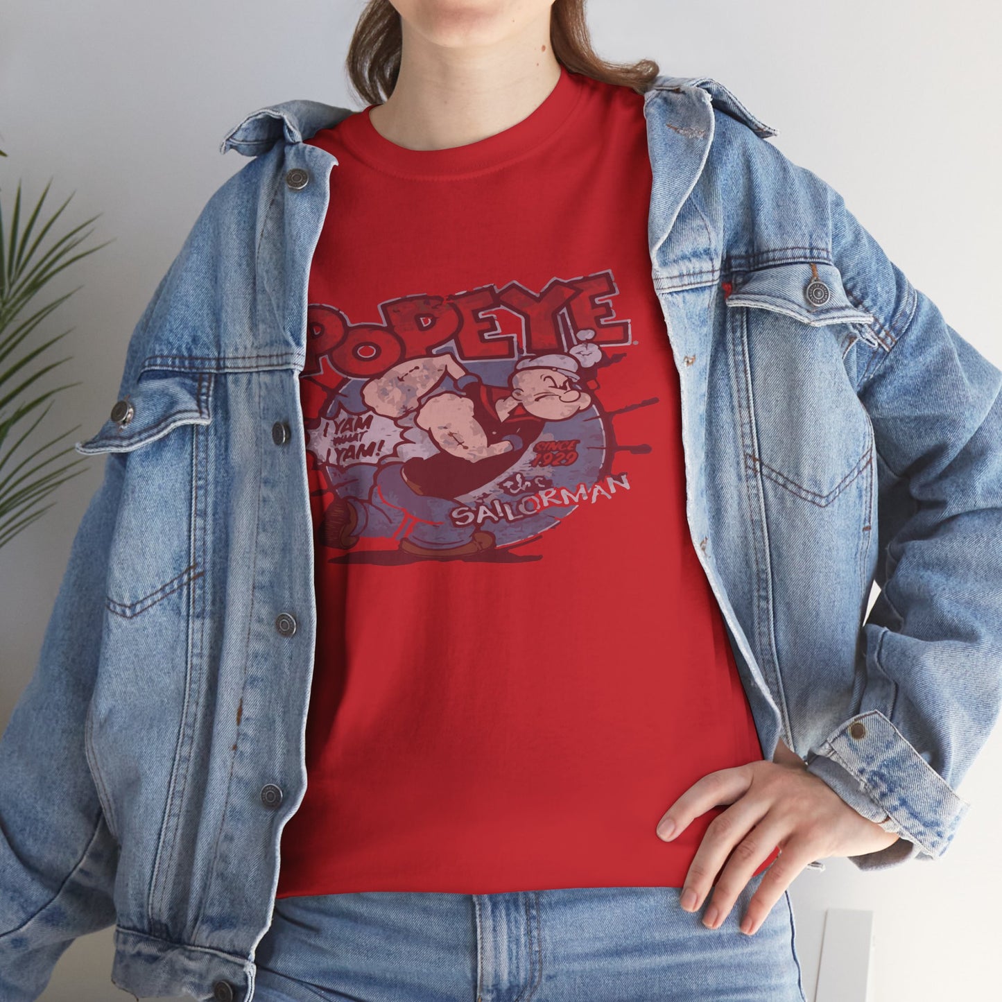 Popeye Illustration Unisex Heavy Cotton Tee, Cartoon T-Shirt, Gift for Fans, Casual Wear, Retro Design, Comfortable Top