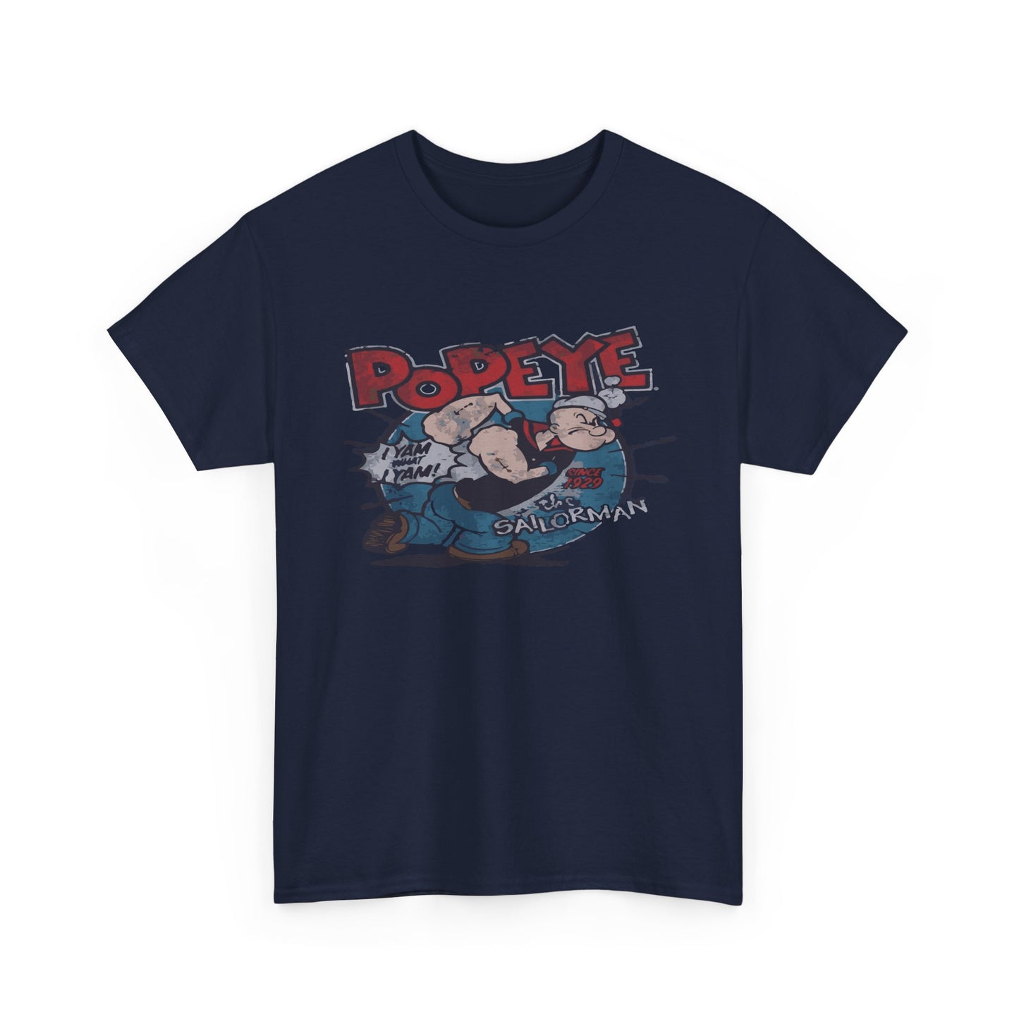 Popeye Illustration Unisex Heavy Cotton Tee, Cartoon T-Shirt, Gift for Fans, Casual Wear, Retro Design, Comfortable Top