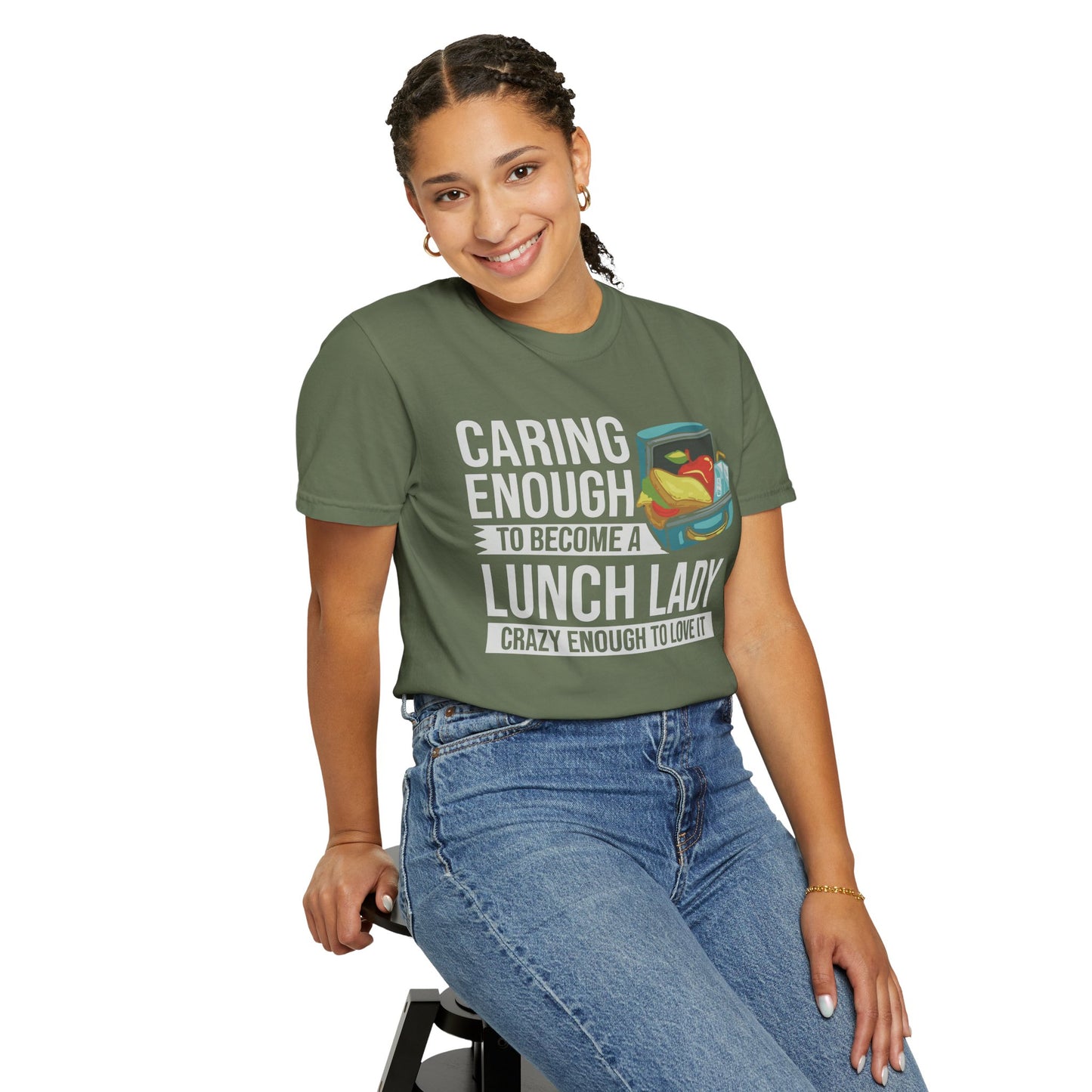 Lunch Lady Humor Unisex T-Shirt, Caring Enough to Become a Lunch Lady, Teacher Gift, Appreciation Gift, Funny T-Shirt, School Staff Tee