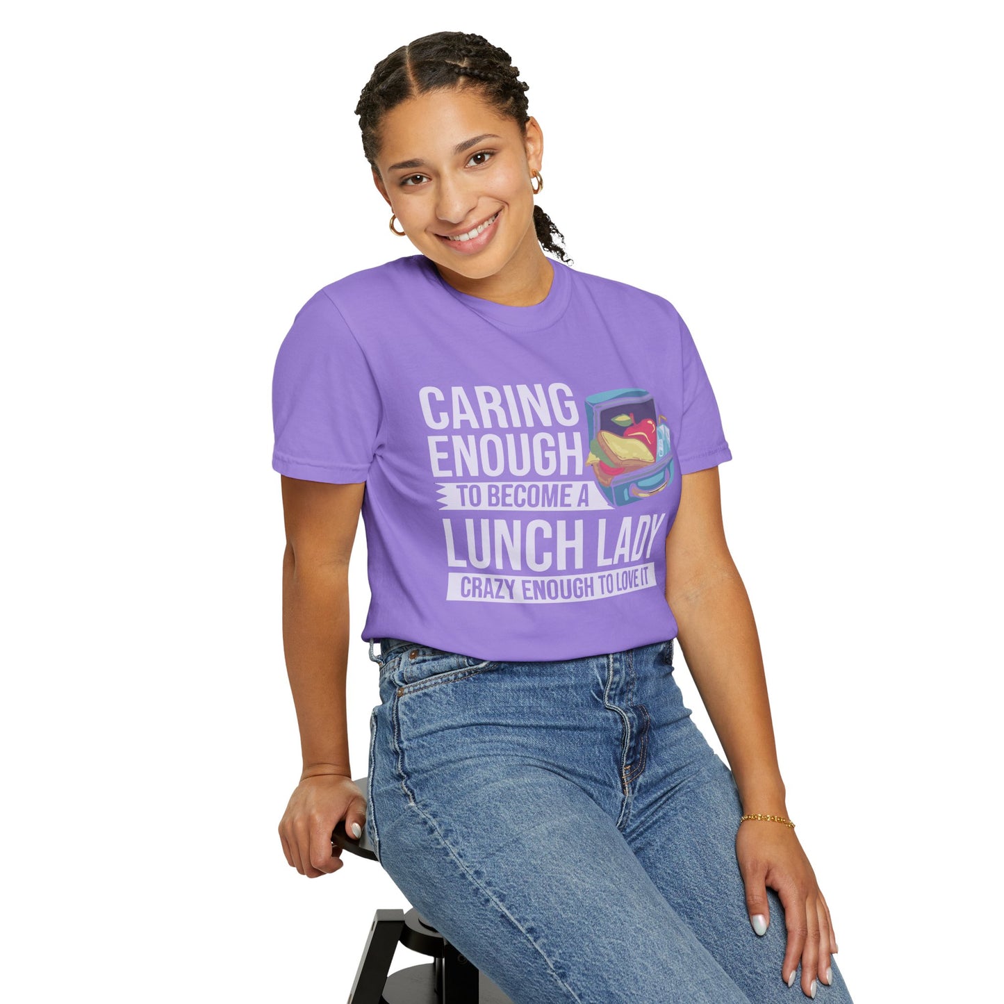 Lunch Lady Humor Unisex T-Shirt, Caring Enough to Become a Lunch Lady, Teacher Gift, Appreciation Gift, Funny T-Shirt, School Staff Tee