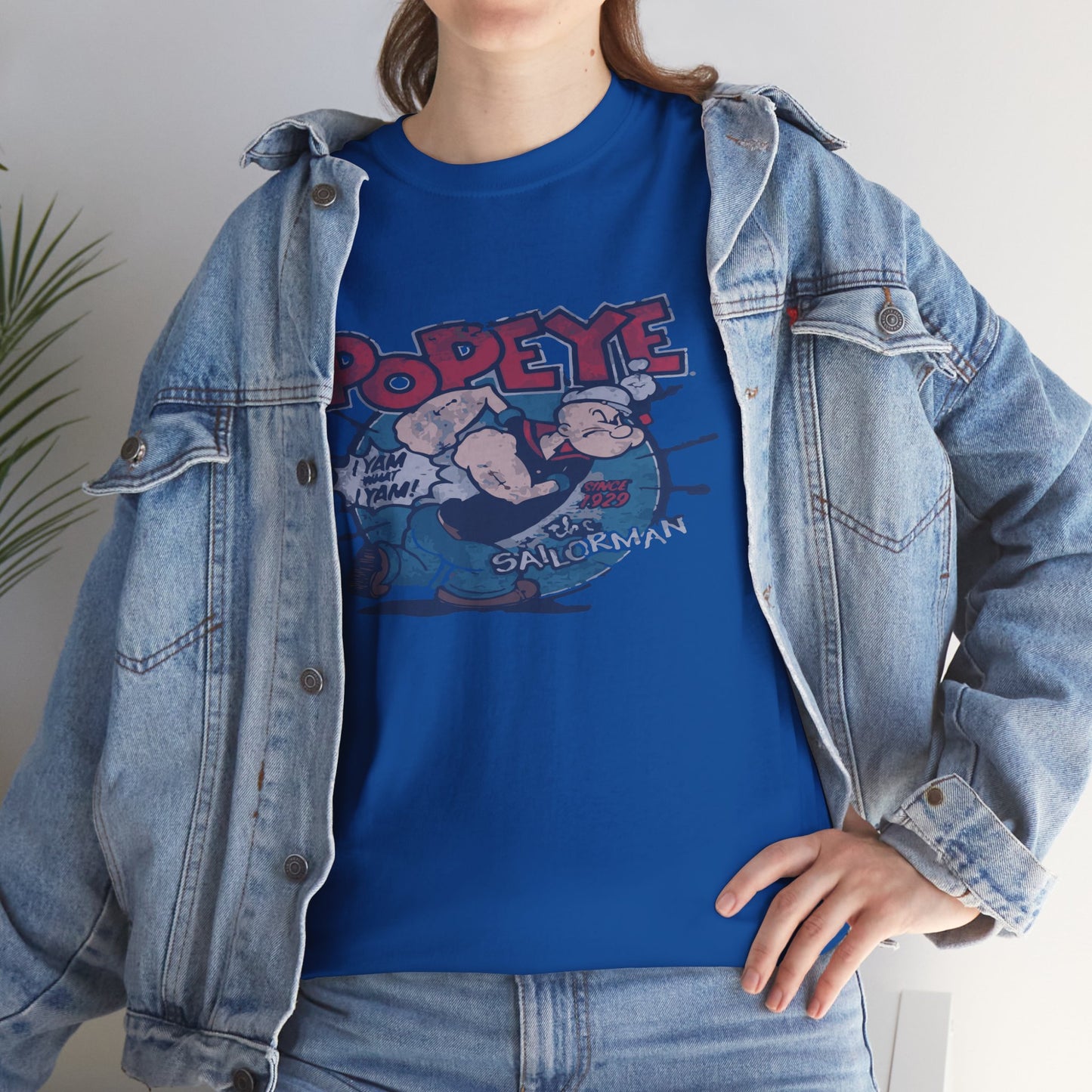 Popeye Illustration Unisex Heavy Cotton Tee, Cartoon T-Shirt, Gift for Fans, Casual Wear, Retro Design, Comfortable Top