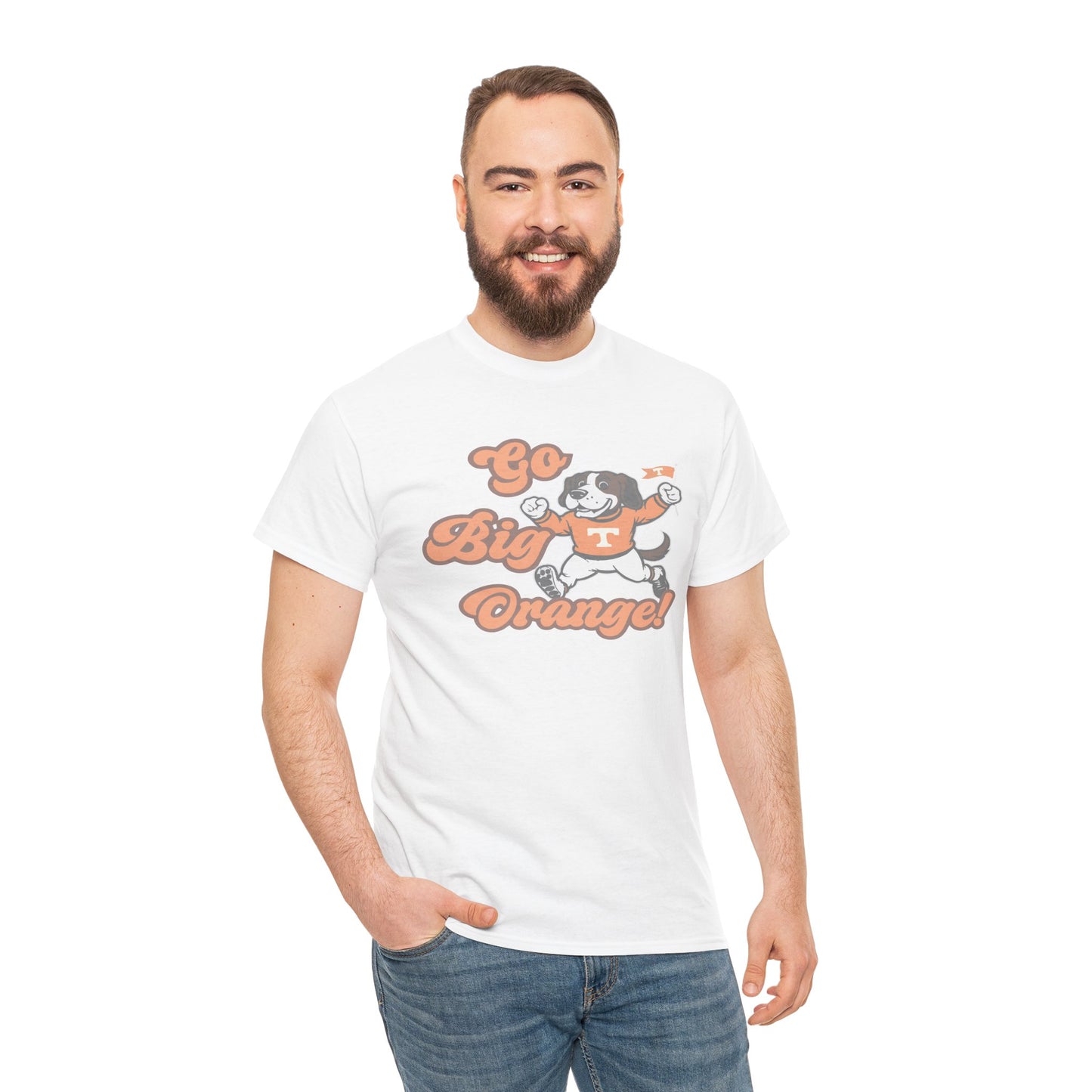 Go Big Orange Unisex Heavy Cotton Tee, Sports Fan Shirt, Casual Wear, College Game Day Top, Gift for Sports Enthusiasts