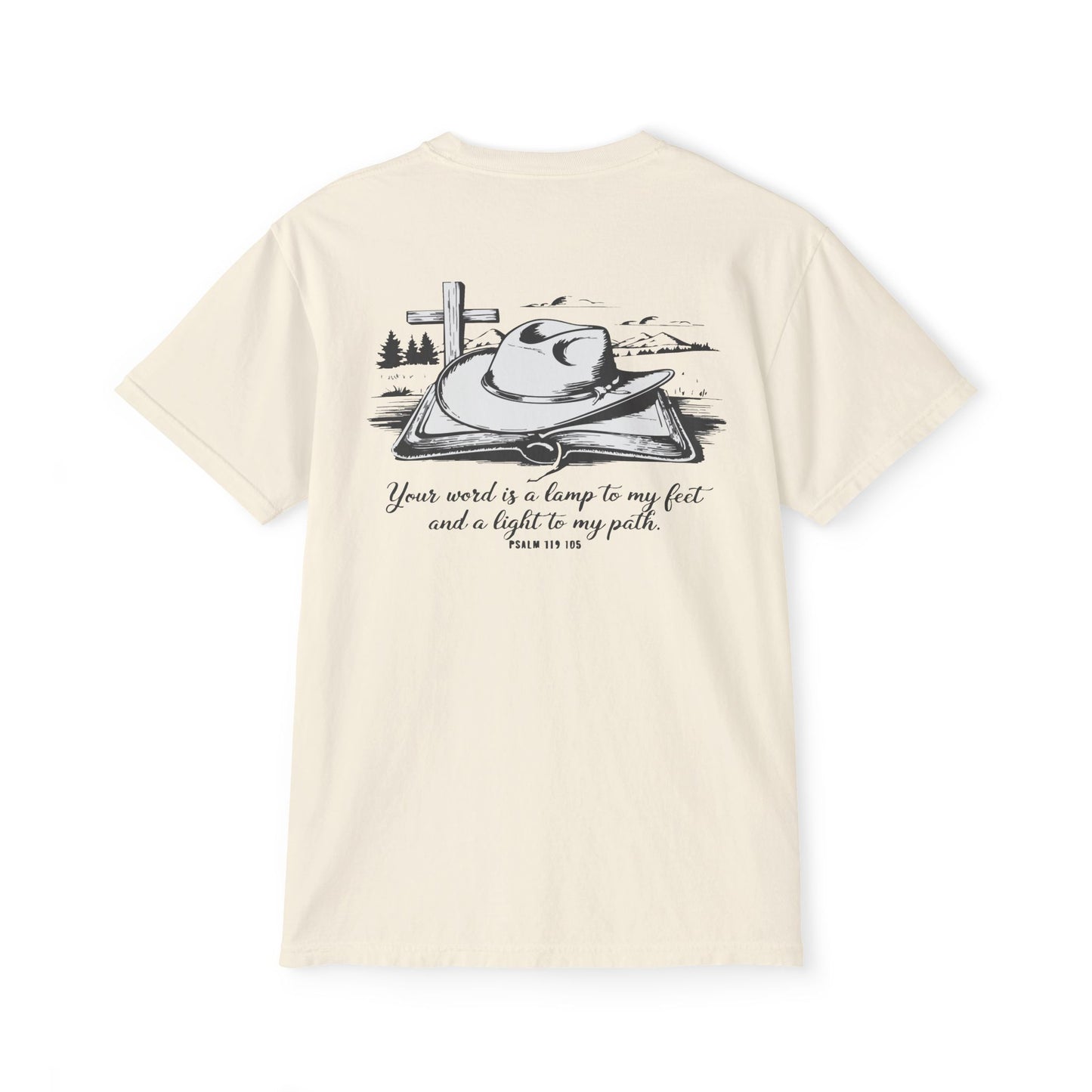 Faith-Inspired Pocket T-Shirt with Uplifting Bible Verse