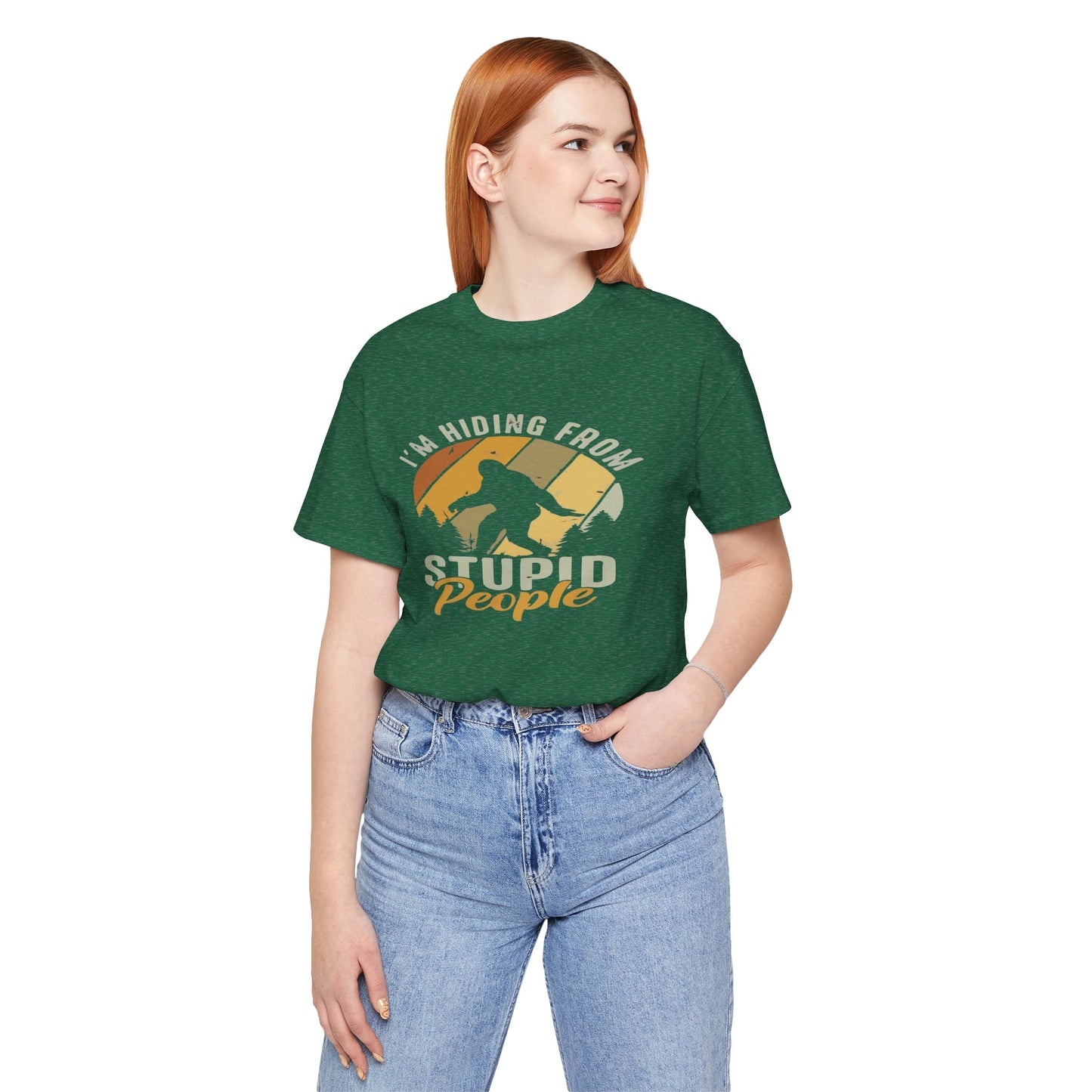 Humorous Unisex Jersey Tee - I’m Hiding From Stupid People, Funny T-Shirt, Casual Wear, Gift for Friends, Summer Outfit, Quirky Humor