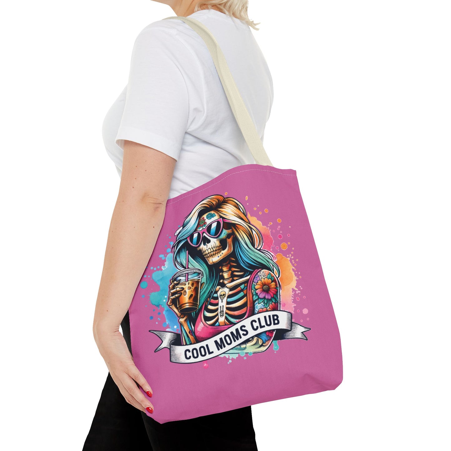 Cool Moms Club Tote Bag, Fun Tote, Sisterhood Gift, Beach Bag, Halloween Accessory, Colorful Shoulder Bag