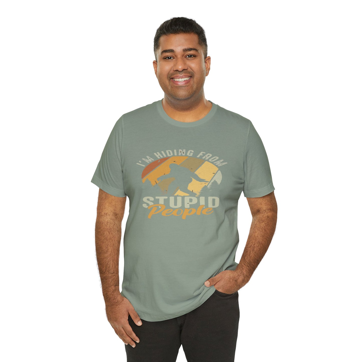 Humorous Unisex Jersey Tee - I’m Hiding From Stupid People, Funny T-Shirt, Casual Wear, Gift for Friends, Summer Outfit, Quirky Humor