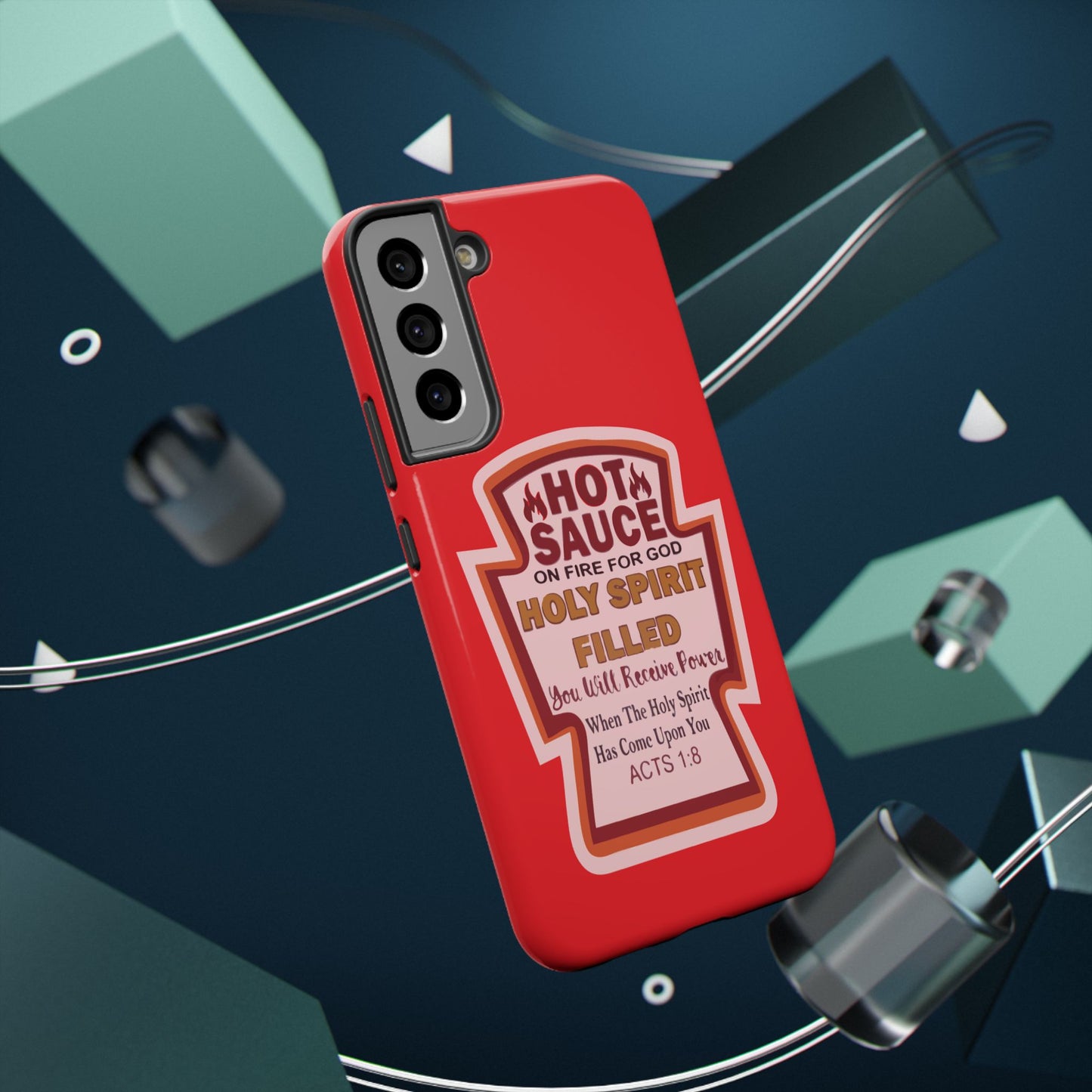 Holy Spirit Hot Sauce Phone Cases - Impact-Resistant, Christian Gift, Spiritual Reminder, Unique Design, Faith-Based Accessory