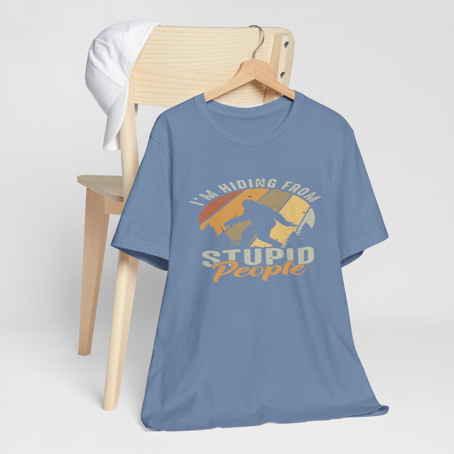 Humorous Unisex Jersey Tee - I’m Hiding From Stupid People, Funny T-Shirt, Casual Wear, Gift for Friends, Summer Outfit, Quirky Humor