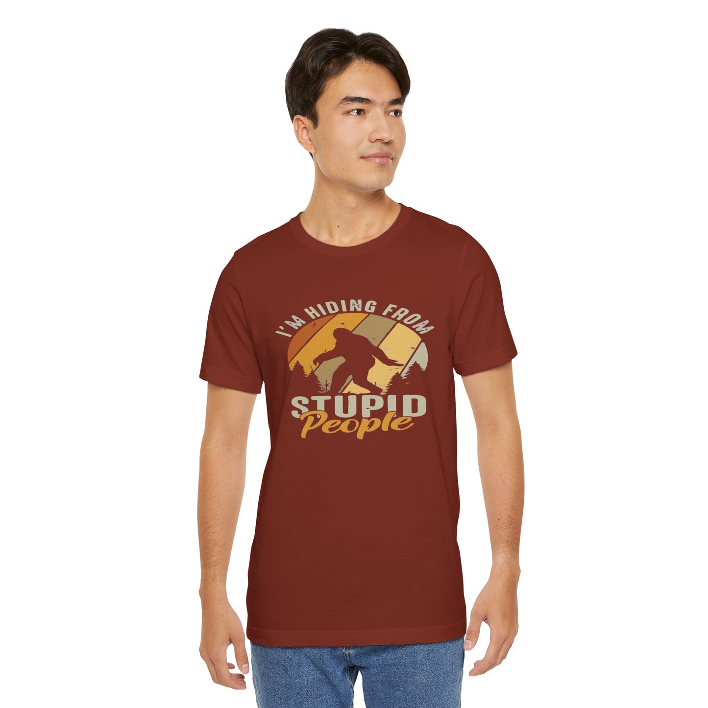 Humorous Unisex Jersey Tee - I’m Hiding From Stupid People, Funny T-Shirt, Casual Wear, Gift for Friends, Summer Outfit, Quirky Humor