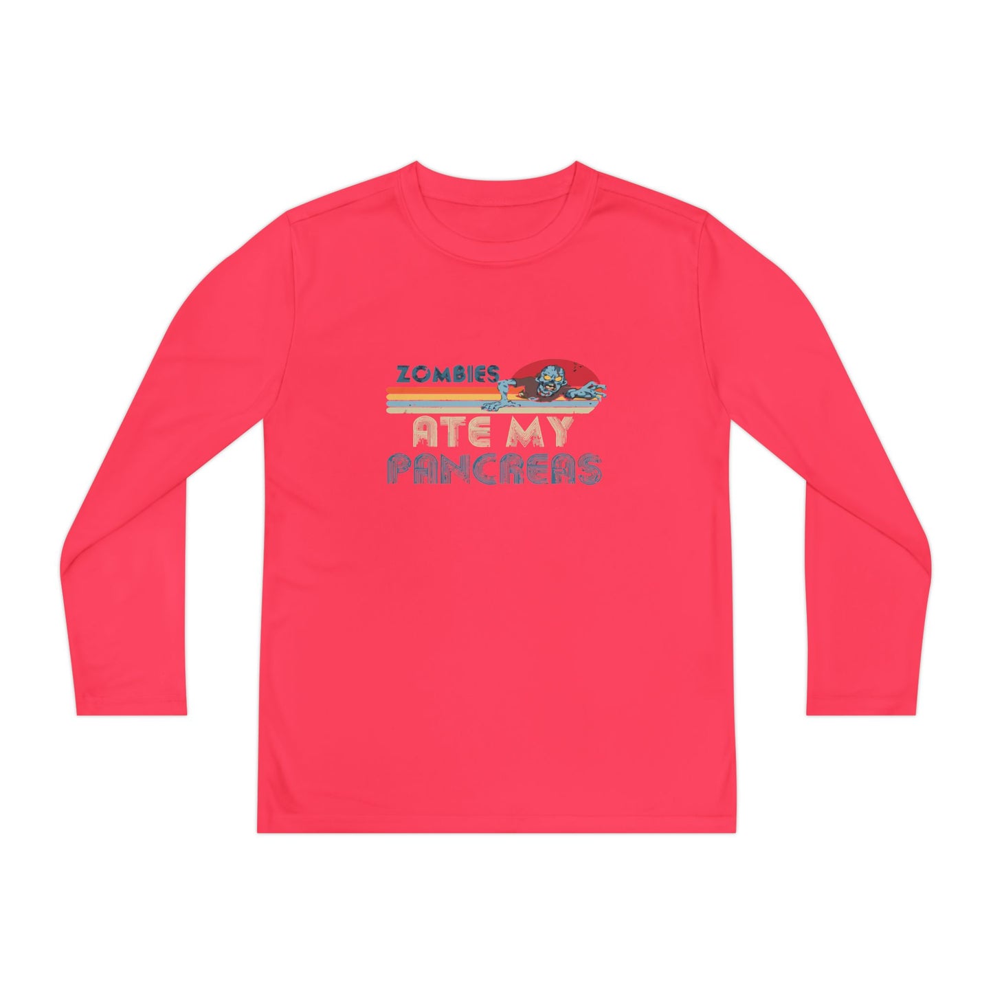 Youth Long Sleeve Funny Tee - Zombies Eat My Pancreas, Gift for Kids, Birthday Shirt, Humor Apparel, Summer Fashion