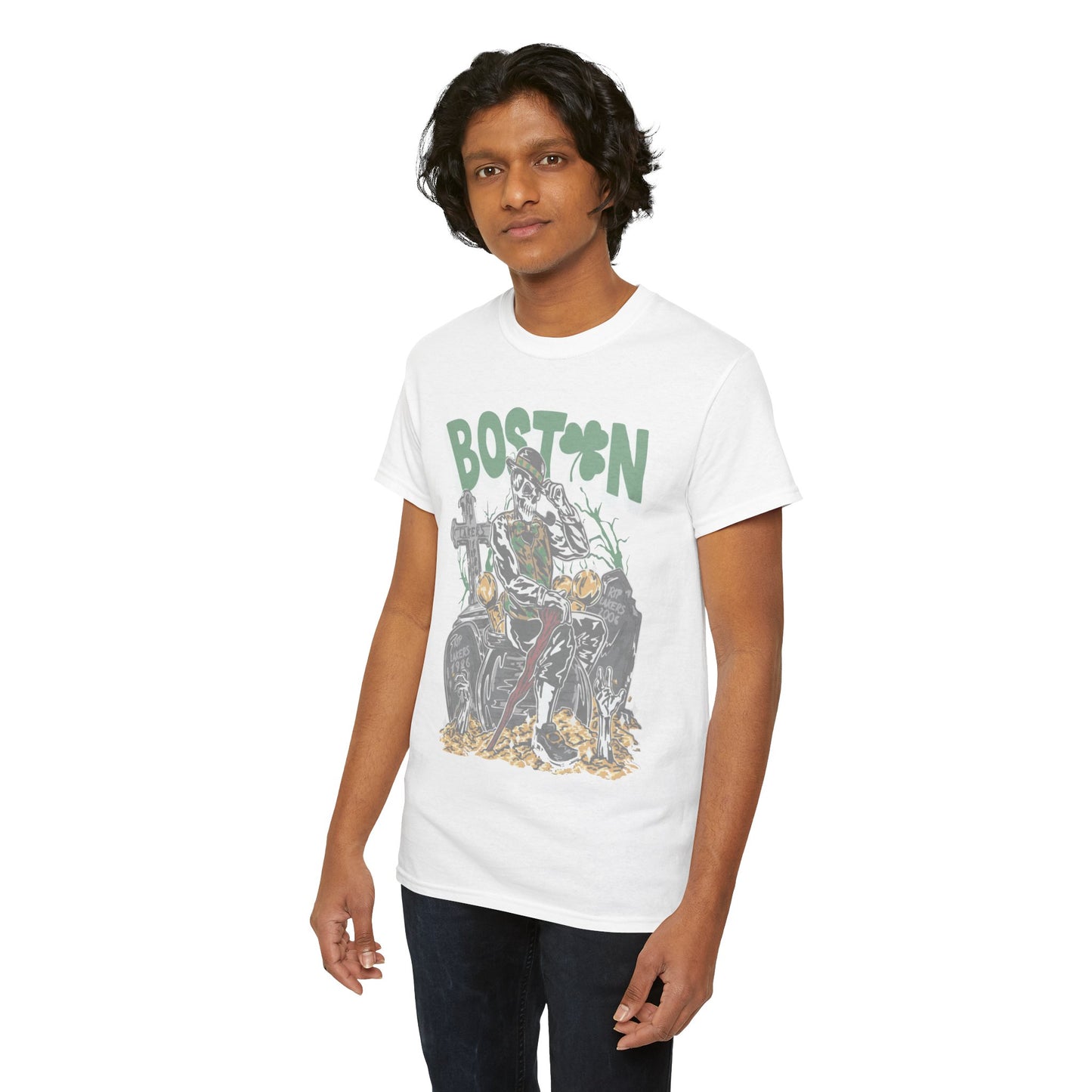 Boston Graphic Tee, Unisex Heavy Cotton T-Shirt, Vintage Boston Shirt, Irish Pride Apparel, St. Patrick's Day Gift, Casual Wear