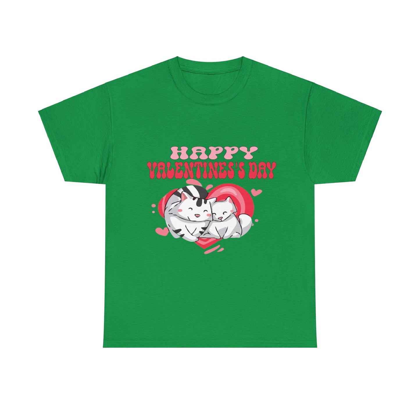 Happy Valetine Day Cats Unisex Heavy Cotton Tee