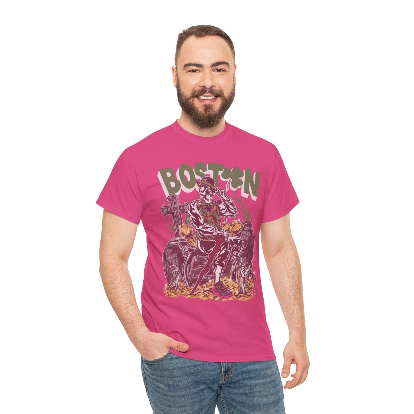 Boston Graphic Tee, Unisex Heavy Cotton T-Shirt, Vintage Boston Shirt, Irish Pride Apparel, St. Patrick's Day Gift, Casual Wear