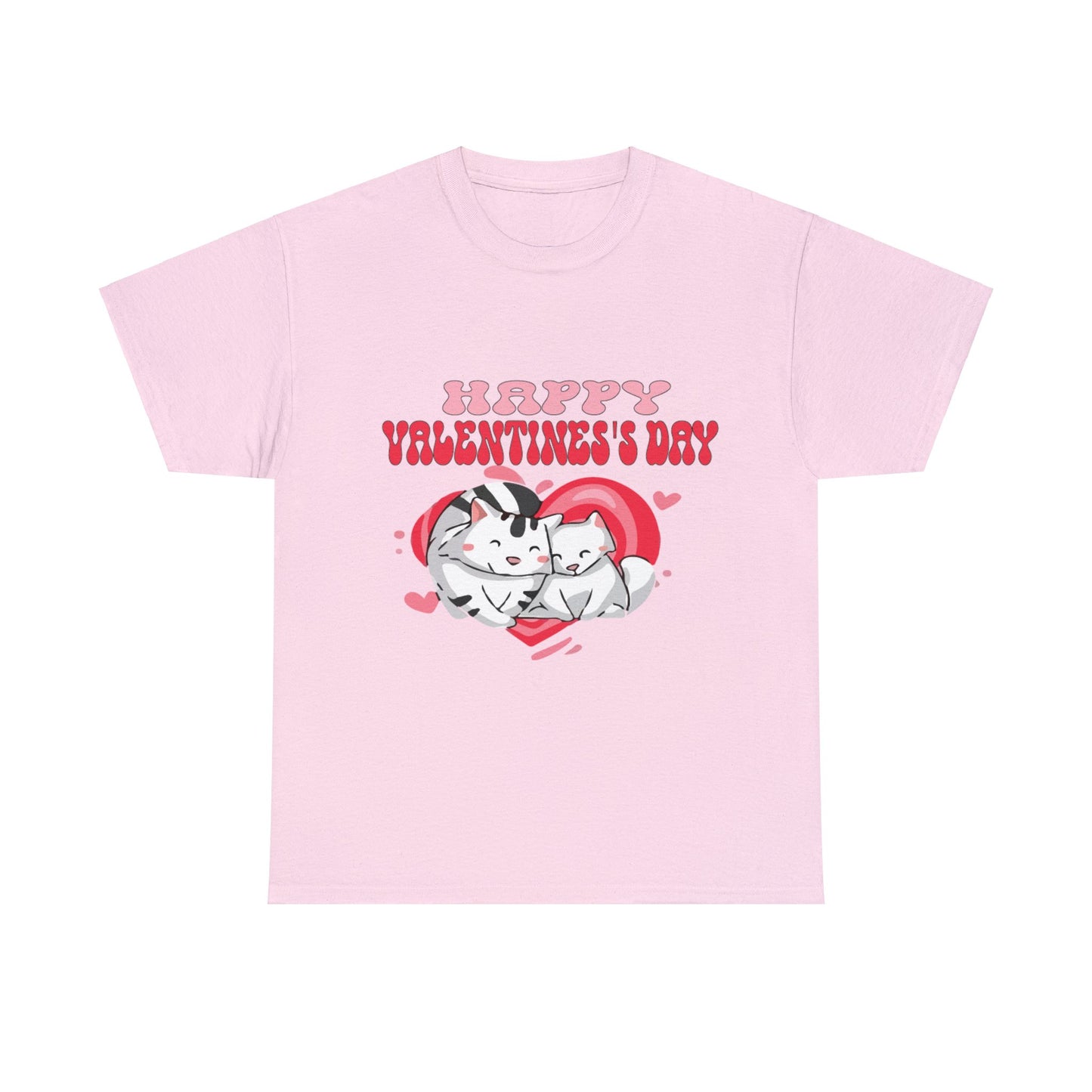 Happy Valetine Day Cats Unisex Heavy Cotton Tee