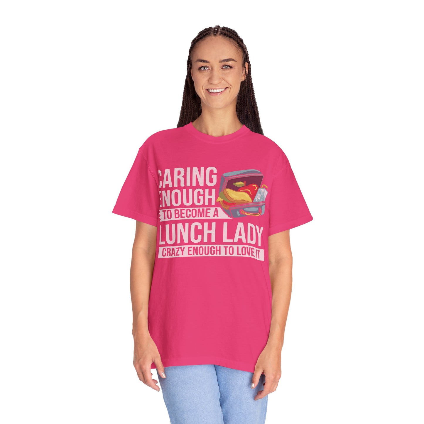 Lunch Lady Humor Unisex T-Shirt, Caring Enough to Become a Lunch Lady, Teacher Gift, Appreciation Gift, Funny T-Shirt, School Staff Tee