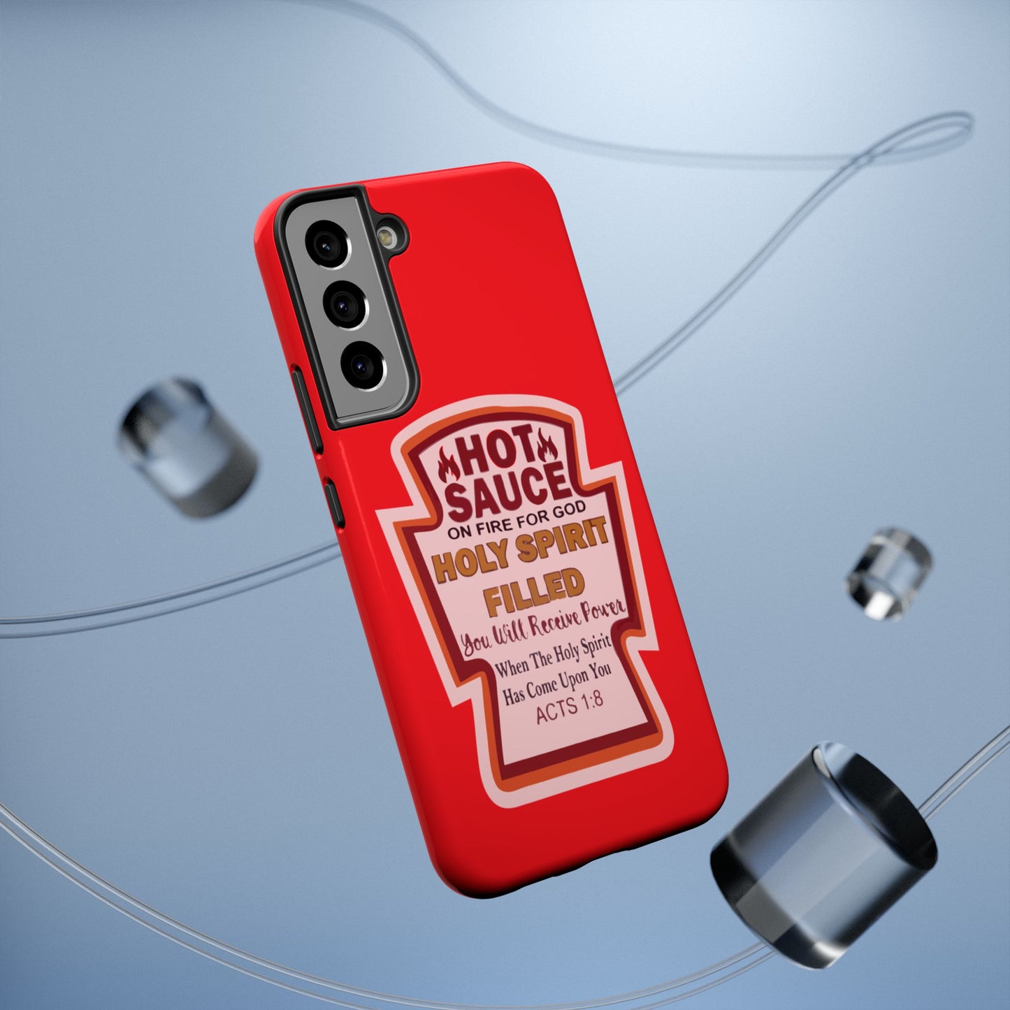 Holy Spirit Hot Sauce Phone Cases - Impact-Resistant, Christian Gift, Spiritual Reminder, Unique Design, Faith-Based Accessory