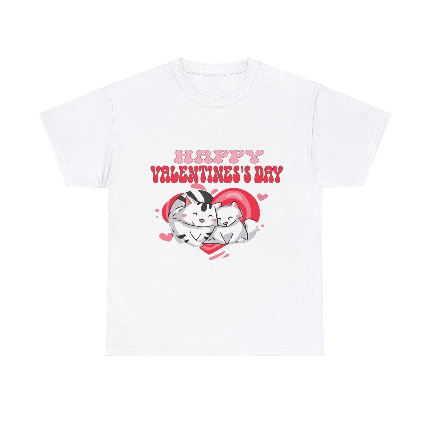 Happy Valetine Day Cats Unisex Heavy Cotton Tee