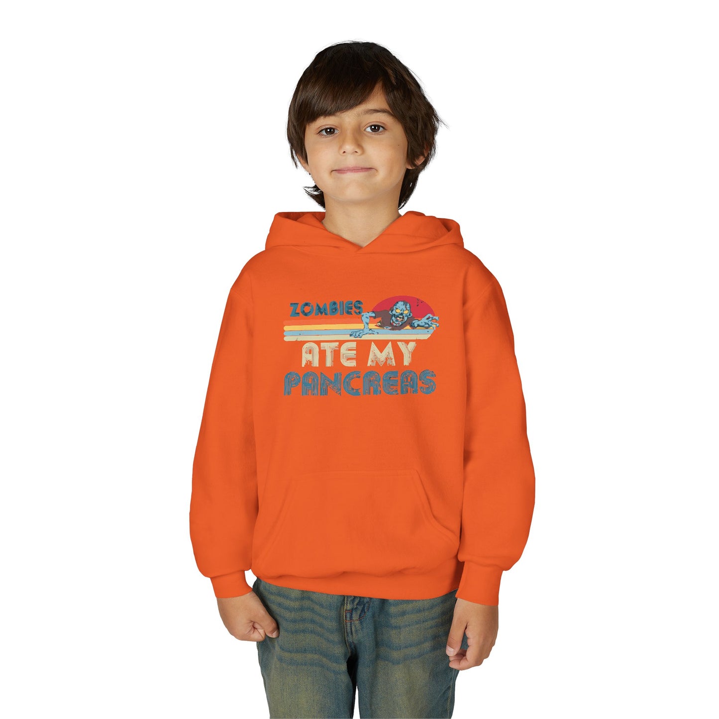 Youth Zombies Ate My Pancreas Hooded Sweatshirt, Funny Youth Hoodie, Gift for Teens, Halloween Apparel, Casual Wear, Nerd Culture Clothing