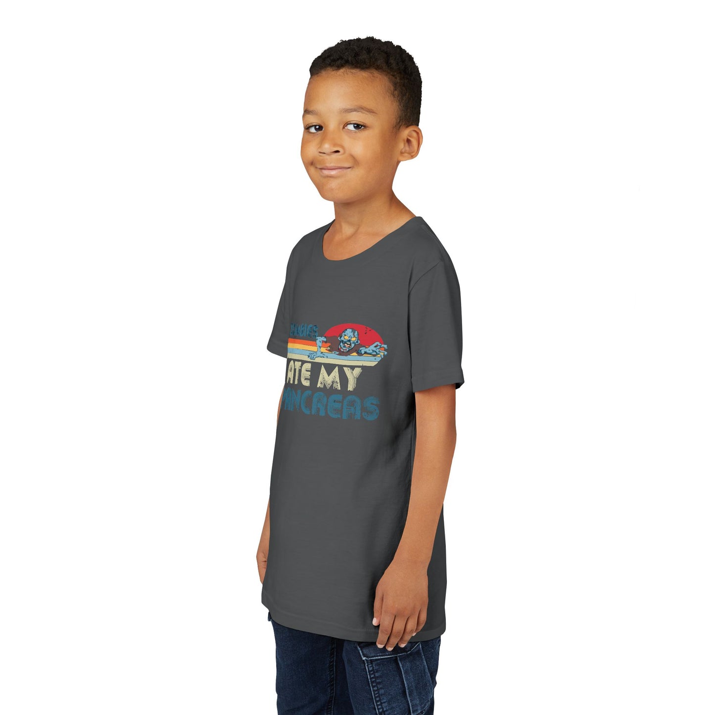 Youth Zombie Tee, Cute Graphic T-Shirt for Kids, Fun Short Sleeve Top, Halloween Costume, Gift for Little Horror Fans