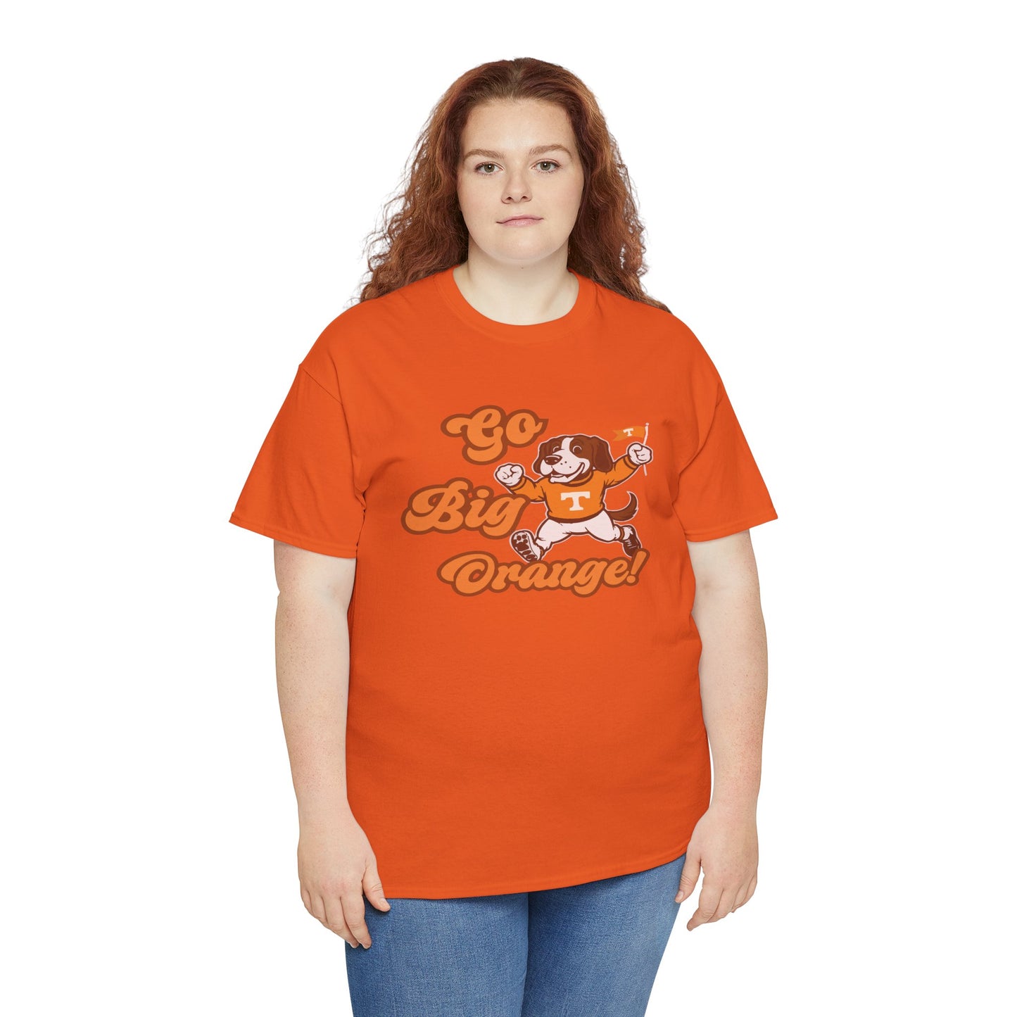Go Big Orange Unisex Heavy Cotton Tee, Sports Fan Shirt, Casual Wear, College Game Day Top, Gift for Sports Enthusiasts