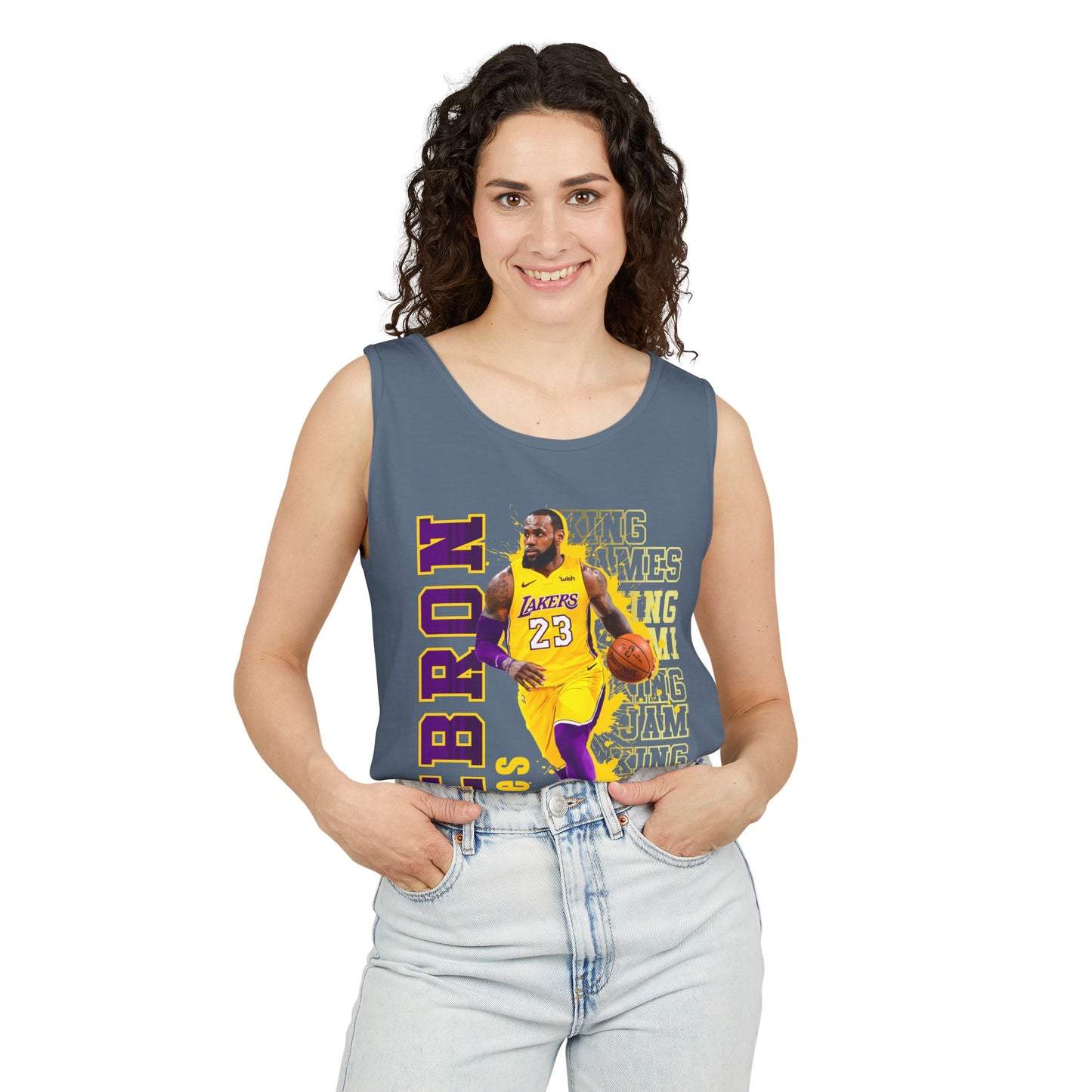 LeBron James Unisex Garment-Dyed Tank Top, Basketball Apparel, Sportswear, Summer Outfit, Fan Gear