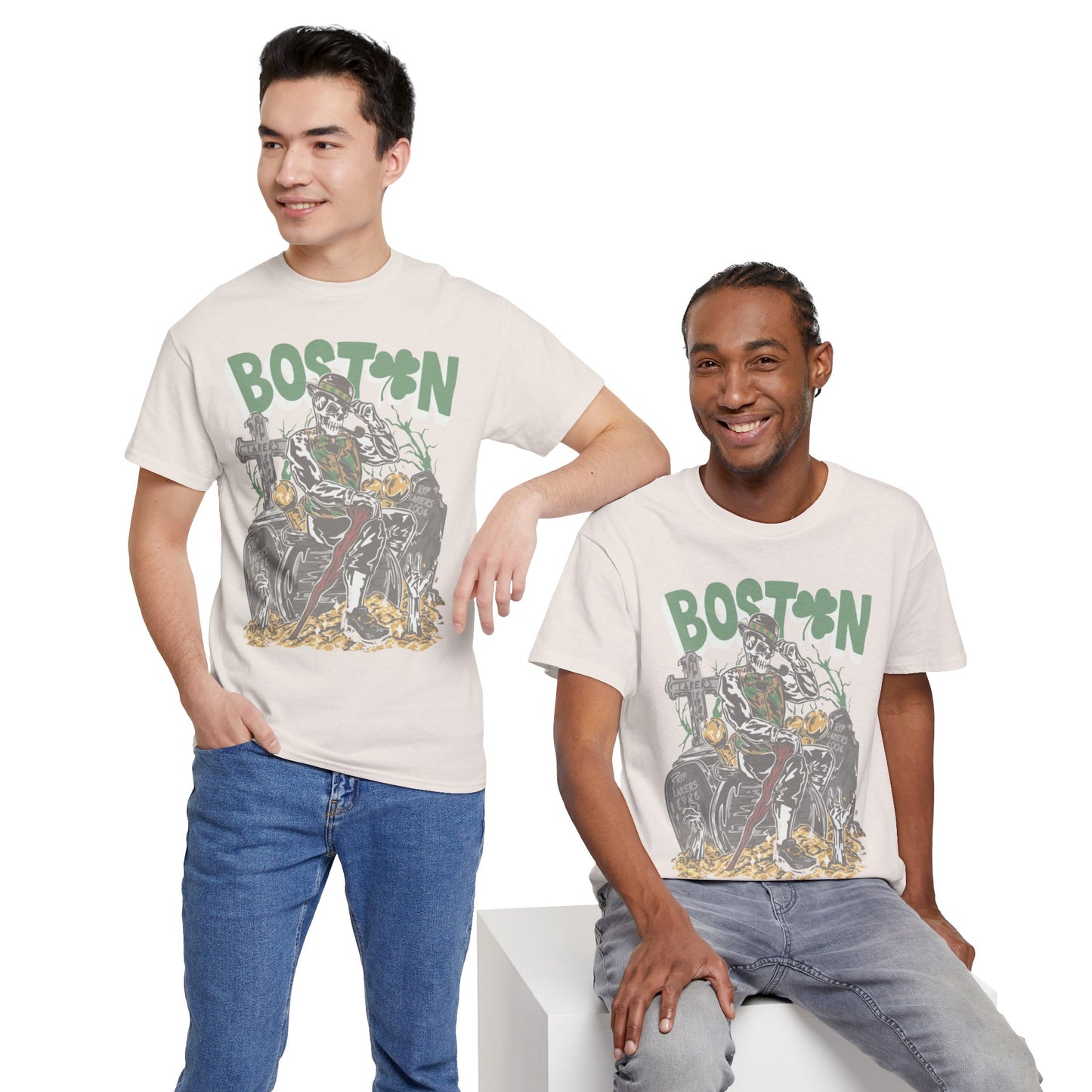 Boston Graphic Tee, Unisex Heavy Cotton T-Shirt, Vintage Boston Shirt, Irish Pride Apparel, St. Patrick's Day Gift, Casual Wear
