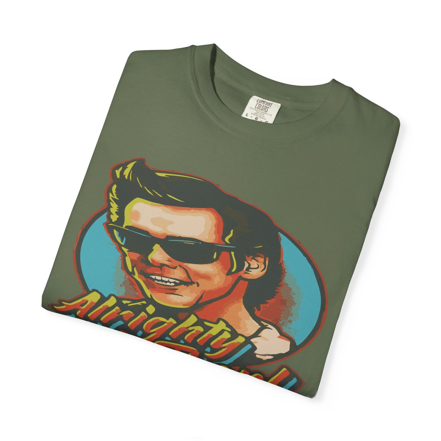 Retro Graphic T-Shirt, Unisex Garment-Dyed Tee, Vintage Style Shirt, Alright Men! Humor Top, Casual Apparel for All Occasions