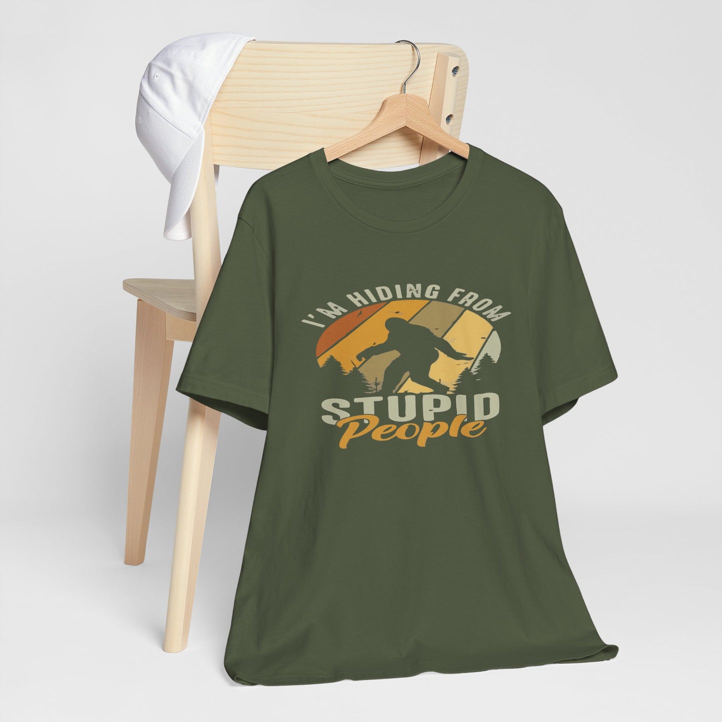 Humorous Unisex Jersey Tee - I’m Hiding From Stupid People, Funny T-Shirt, Casual Wear, Gift for Friends, Summer Outfit, Quirky Humor