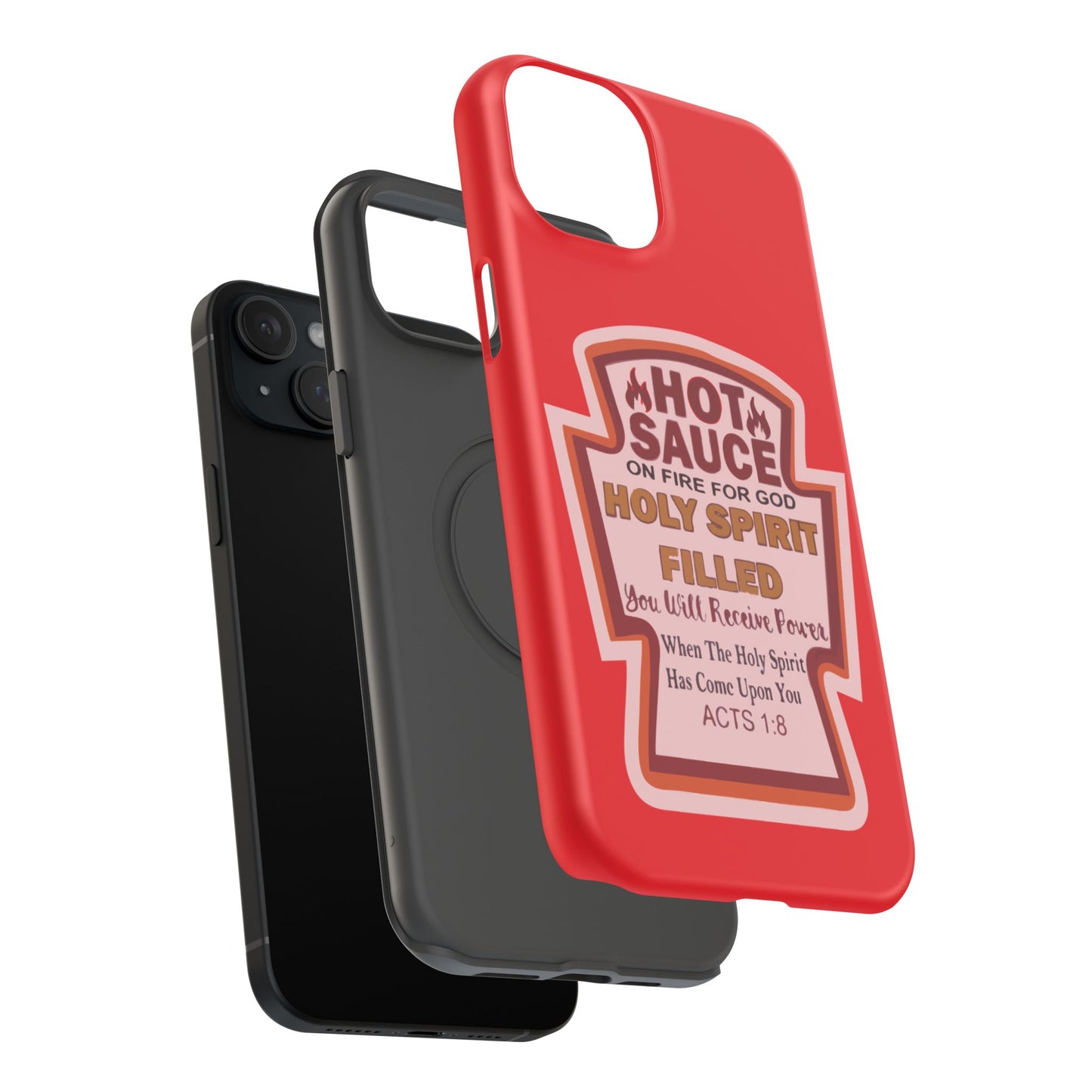 Holy Spirit Hot Sauce Phone Cases - Impact-Resistant, Christian Gift, Spiritual Reminder, Unique Design, Faith-Based Accessory