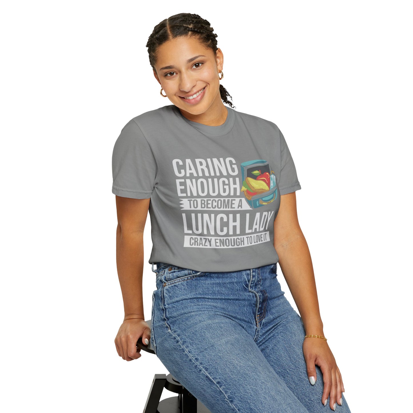Lunch Lady Humor Unisex T-Shirt, Caring Enough to Become a Lunch Lady, Teacher Gift, Appreciation Gift, Funny T-Shirt, School Staff Tee