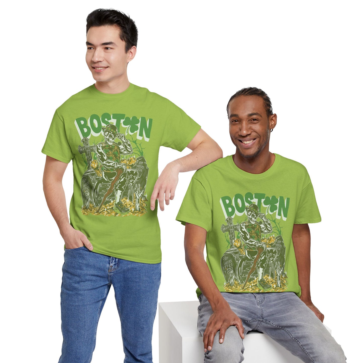 Boston Graphic Tee, Unisex Heavy Cotton T-Shirt, Vintage Boston Shirt, Irish Pride Apparel, St. Patrick's Day Gift, Casual Wear