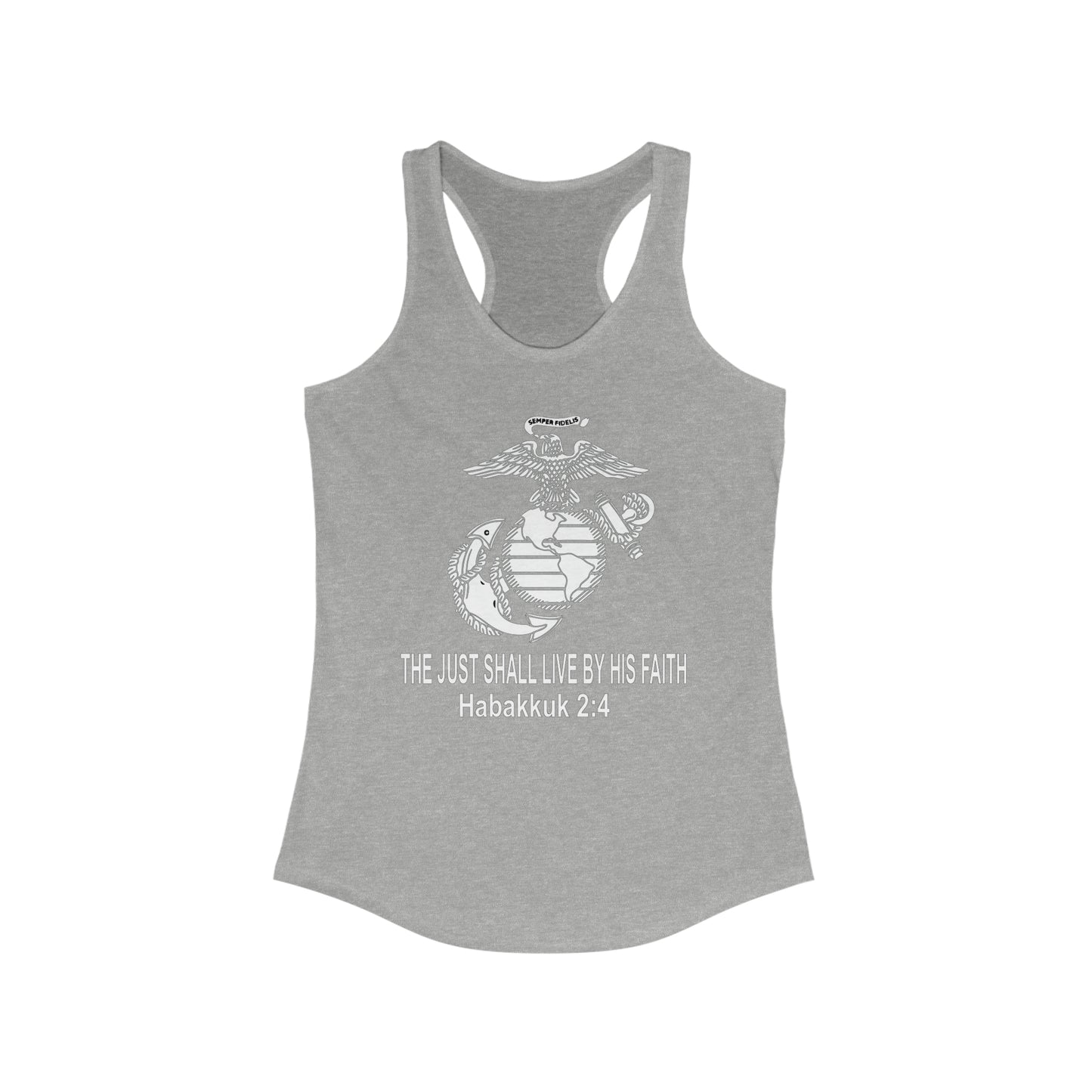 the Just shall Live by Faith Women's Ideal Racerback Tank