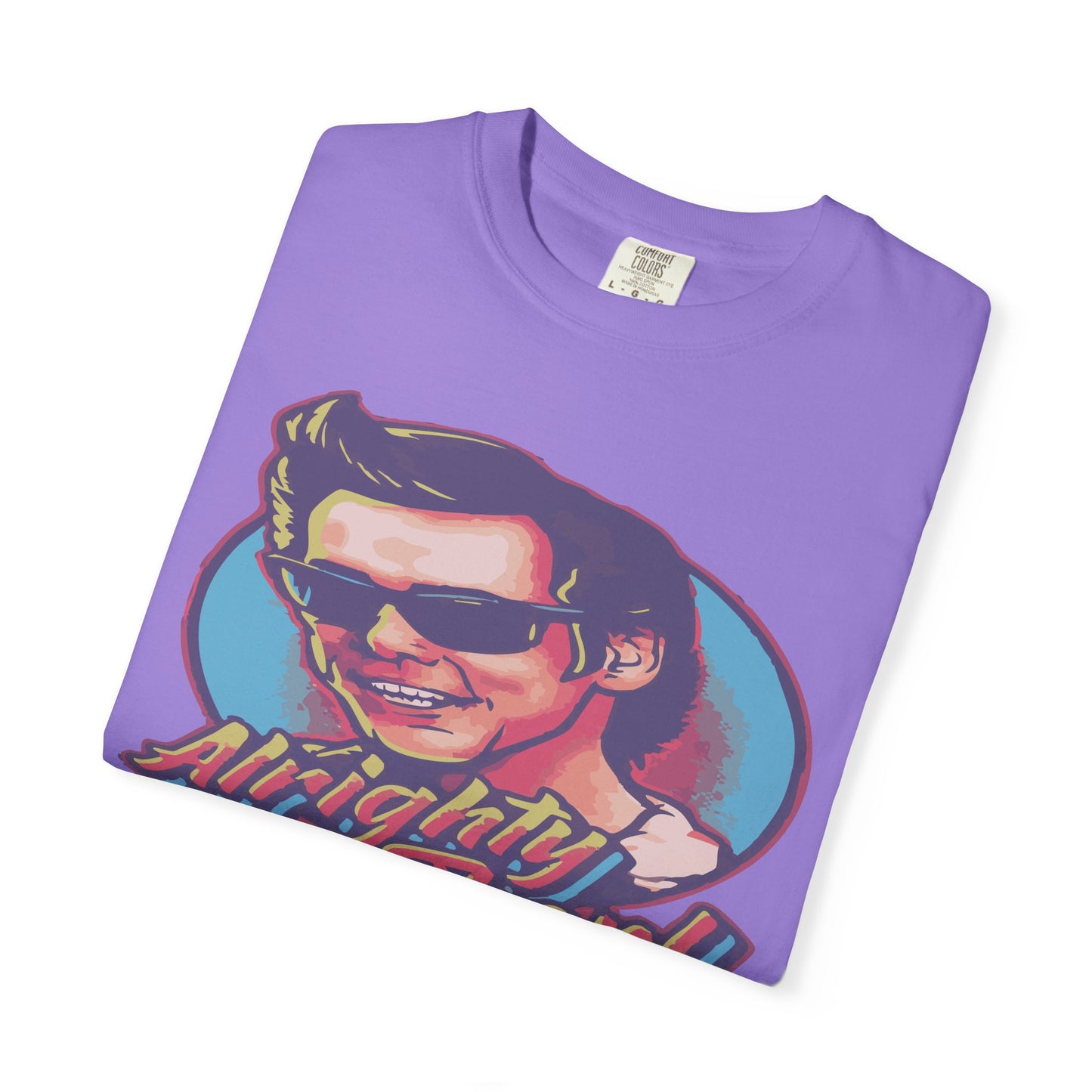 Retro Graphic T-Shirt, Unisex Garment-Dyed Tee, Vintage Style Shirt, Alright Men! Humor Top, Casual Apparel for All Occasions