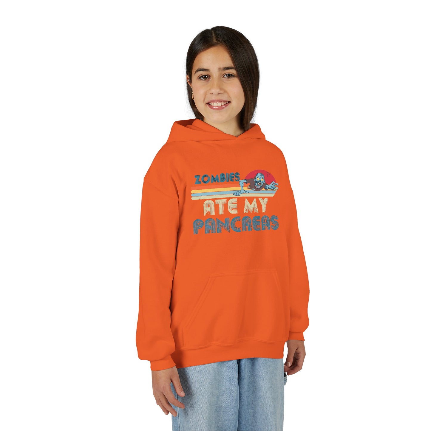 Youth Zombies Ate My Pancreas Hooded Sweatshirt, Funny Youth Hoodie, Gift for Teens, Halloween Apparel, Casual Wear, Nerd Culture Clothing