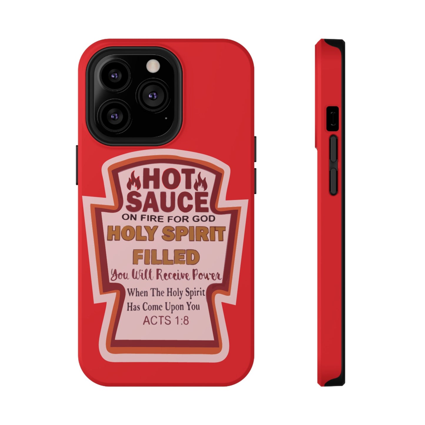 Holy Spirit Hot Sauce Phone Cases - Impact-Resistant, Christian Gift, Spiritual Reminder, Unique Design, Faith-Based Accessory