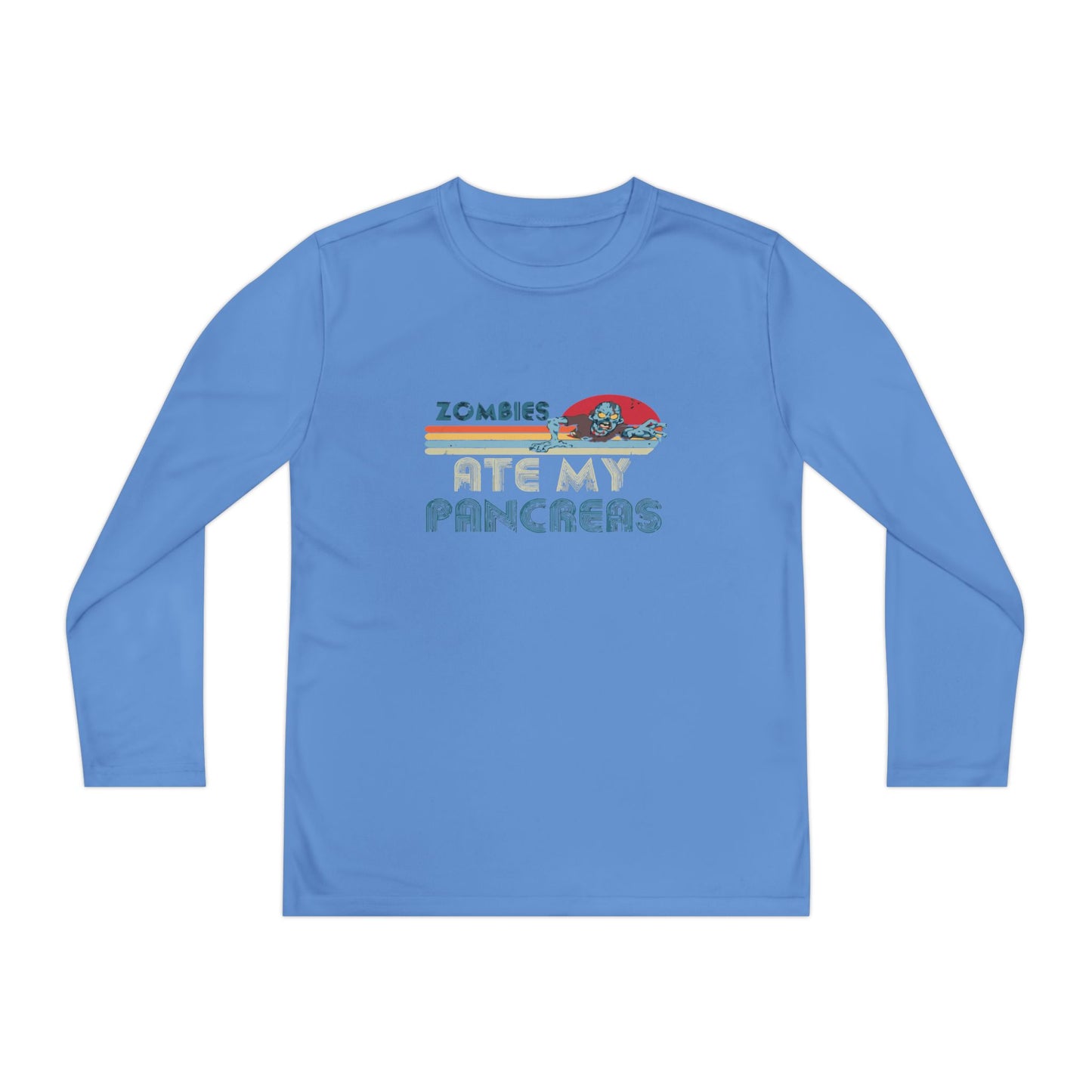 Youth Long Sleeve Funny Tee - Zombies Eat My Pancreas, Gift for Kids, Birthday Shirt, Humor Apparel, Summer Fashion