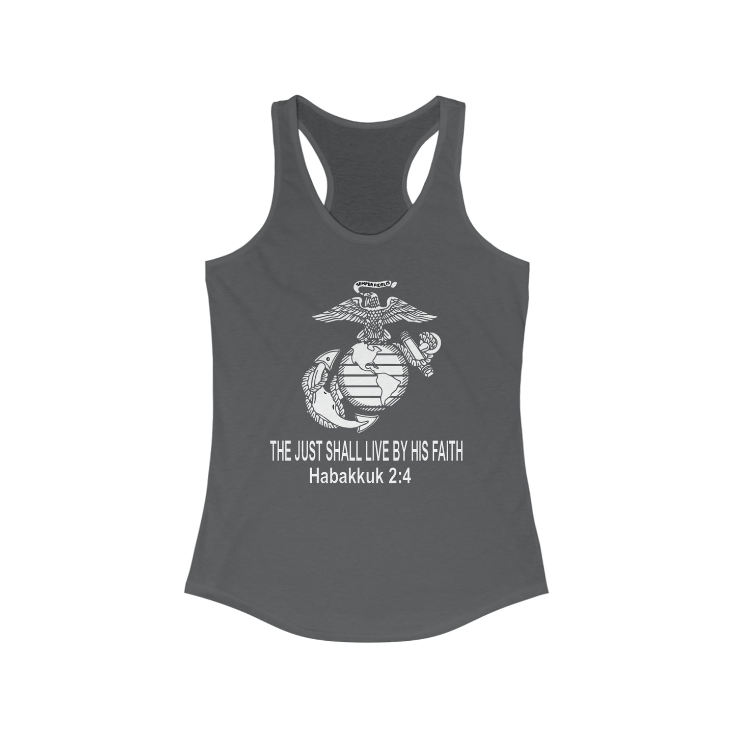 the Just shall Live by Faith Women's Ideal Racerback Tank