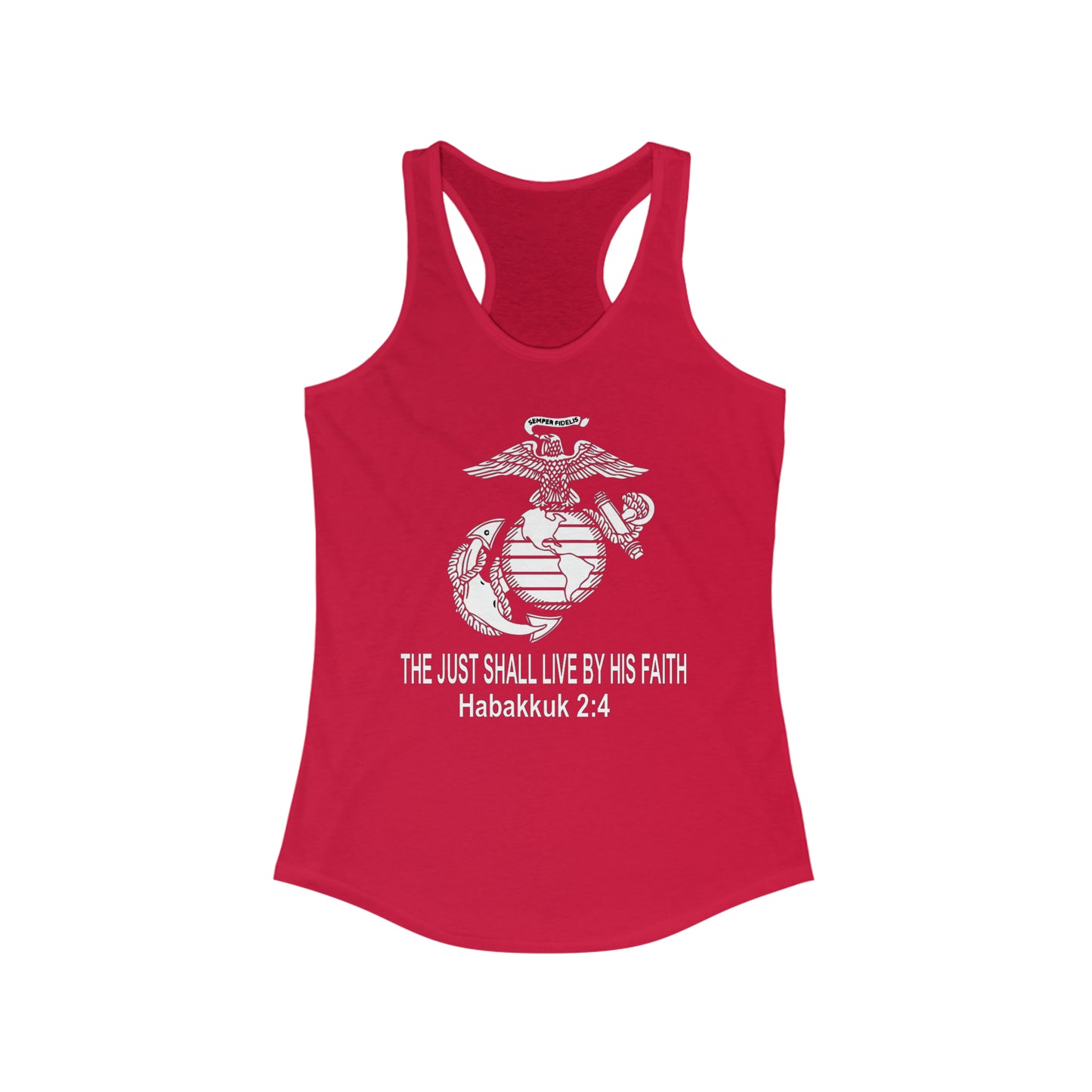 the Just shall Live by Faith Women's Ideal Racerback Tank
